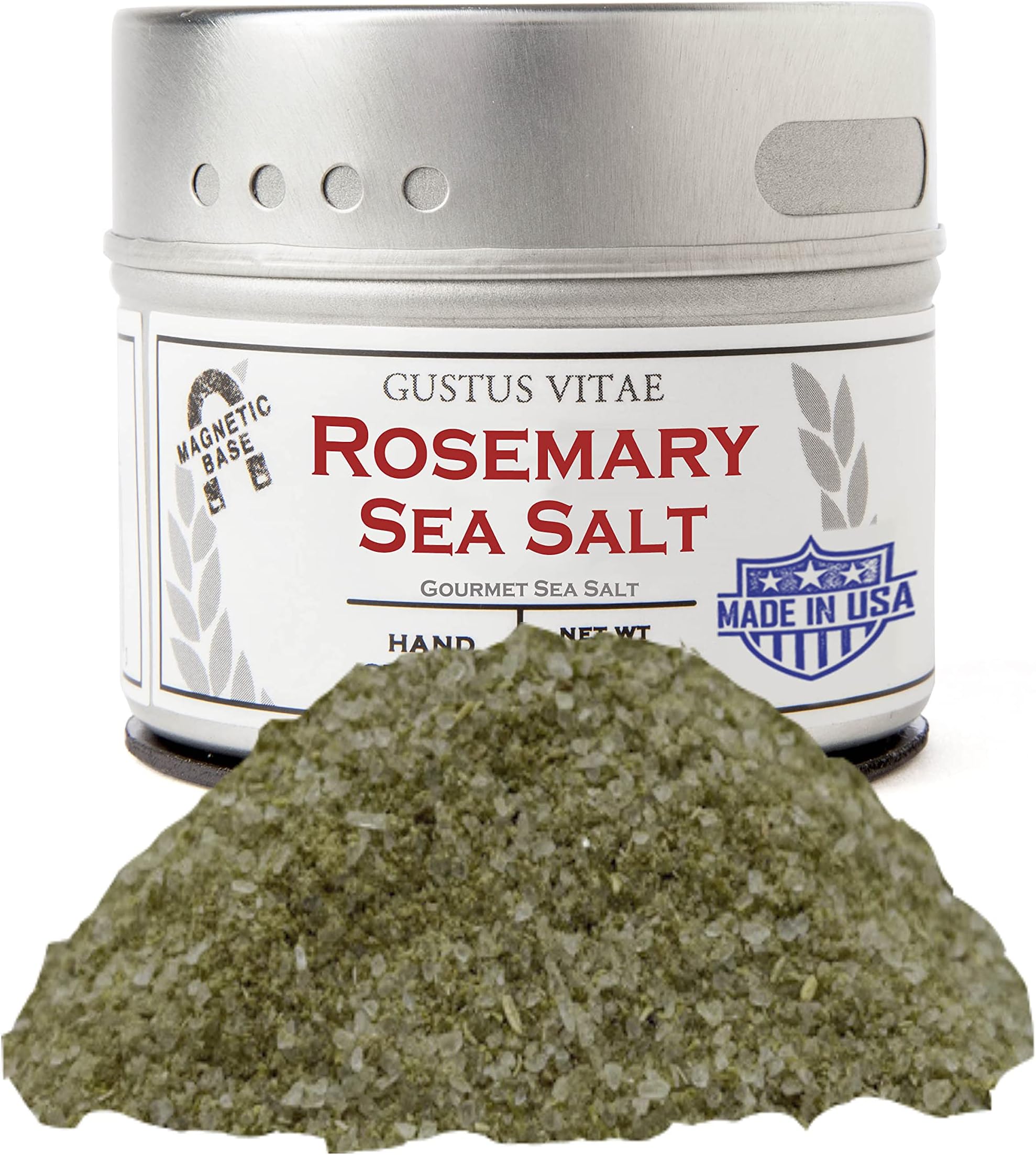 Rosemary Sea Salt | Gourmet Infused Sea Salt | Artisanal Seasoning | - Non GMO, All Natural | Sustainably Sourced, Ultra Premium | Handcrafted in Small Batches in USA | GLP-1 Friendly | Magnetic Tin | Gustus Vitae | #10