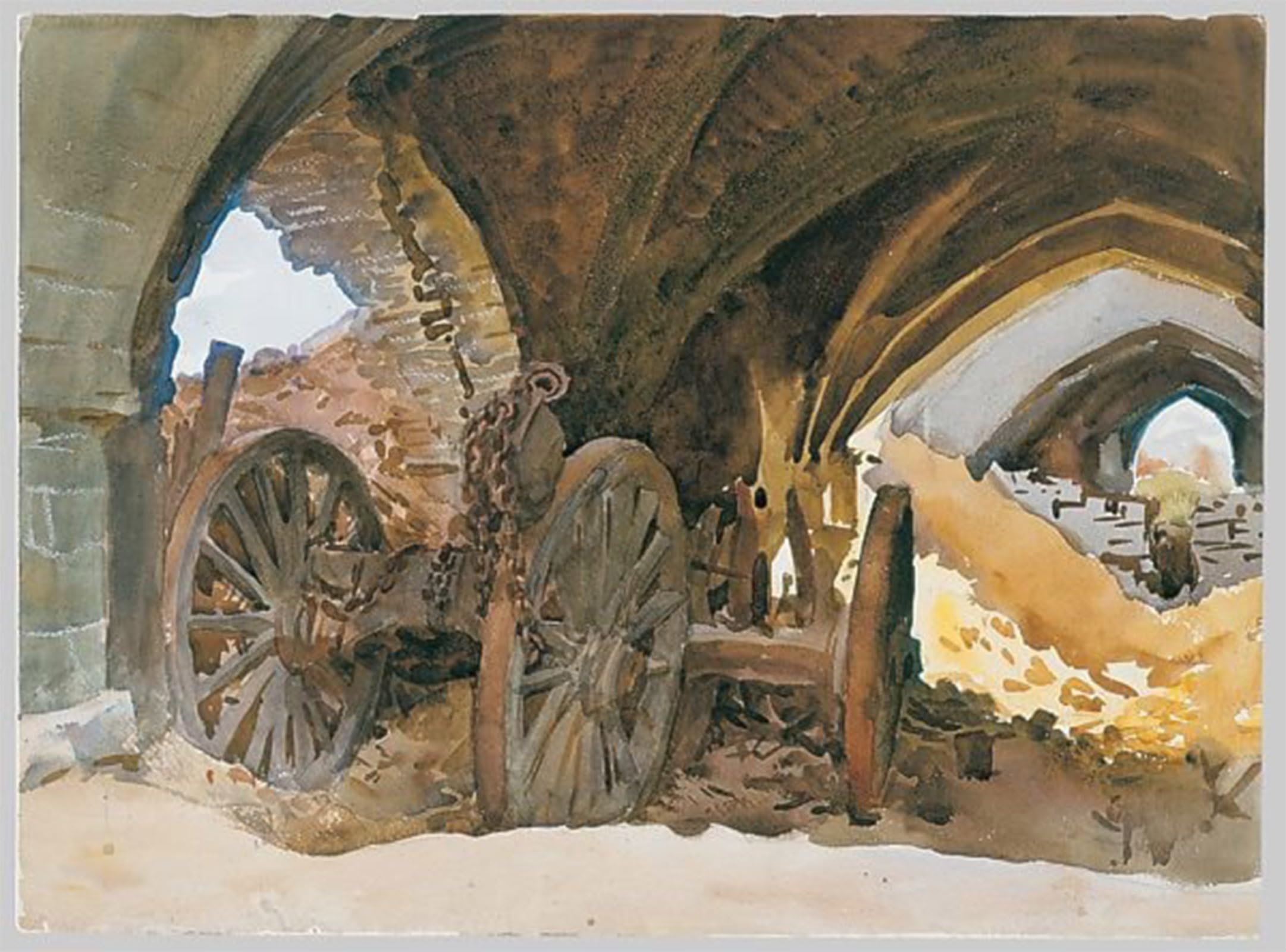 POSTERIIk Vintage Classic Picture Landscape Artwork Wheels in Vault Portrait Canvas Painting for Office Home Decor 60x90cm
