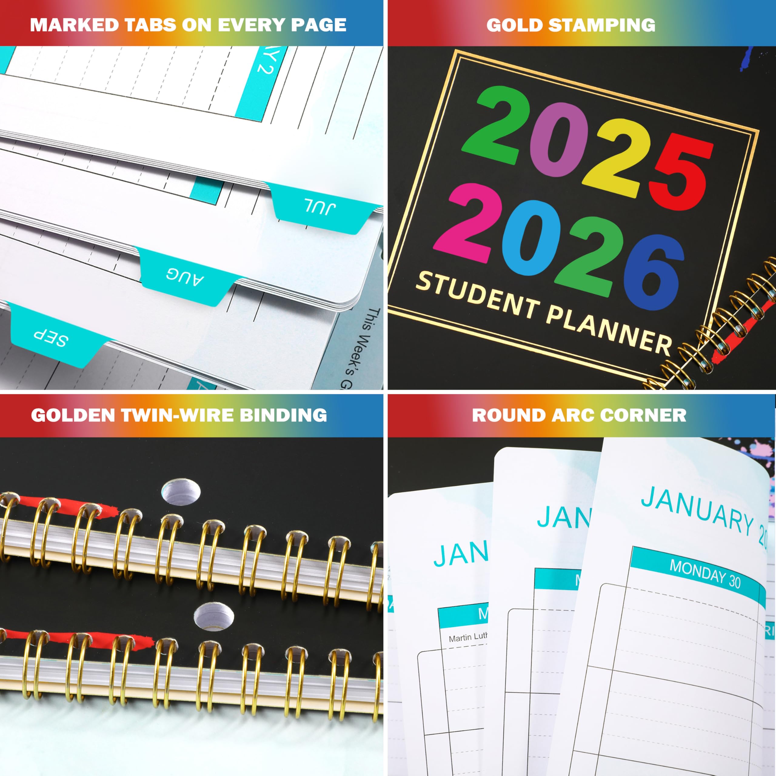 Student Planner 2025-2026 - Academic Organizer July 2025 - June 2026, 9" x 11", School Planner With Stickers, 12 Monthly Tabs - Perfect for School Year - Image 8