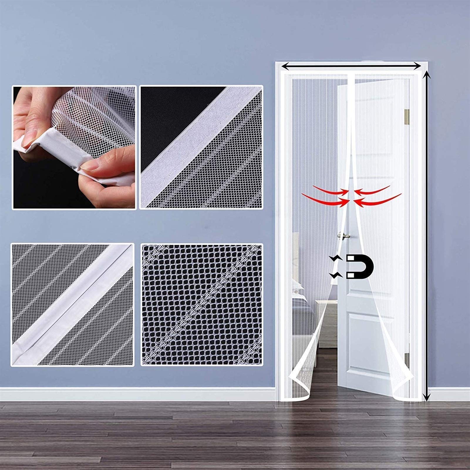 THAIKER Magnet-Fliegengitter Für Türen – 160x260 Cm, Schweres Netz, Selbstschließend