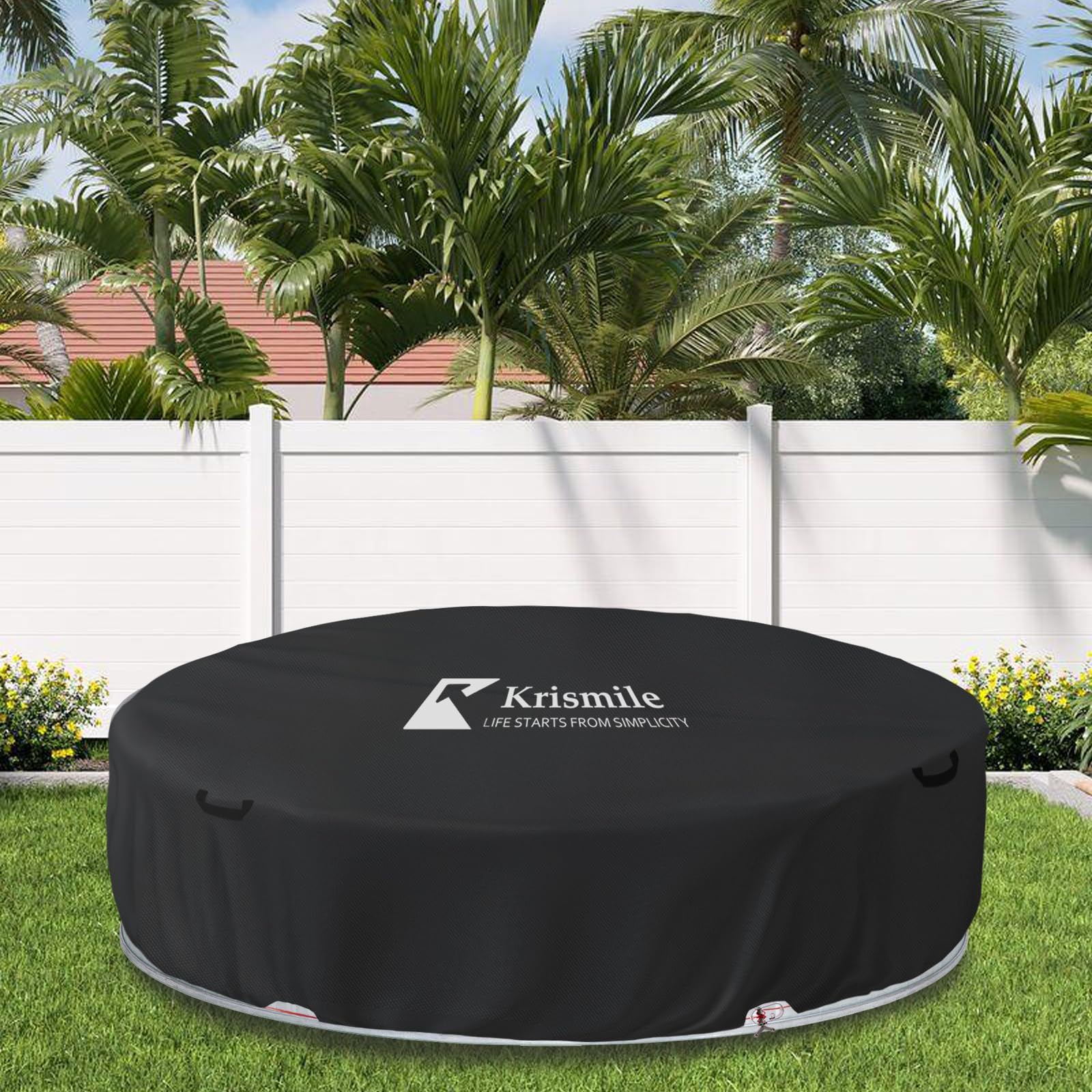 Runde Poolabdeckung aus Stahl, 3 m, wasserdicht, UV-beständig, vollständige Abdeckung, verbessert, mit Drahtseil und Seilwinde, feste Erhöhung der Stabilität (nur Abdeckung)