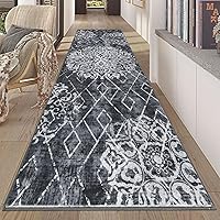 Vista 16 de HEBE - Alfombra de pasillo de 2 x 8 pies, lavable, vintage, envejecida, antideslizante, alfombra de lavandería, alfombra bohemia para pasillos