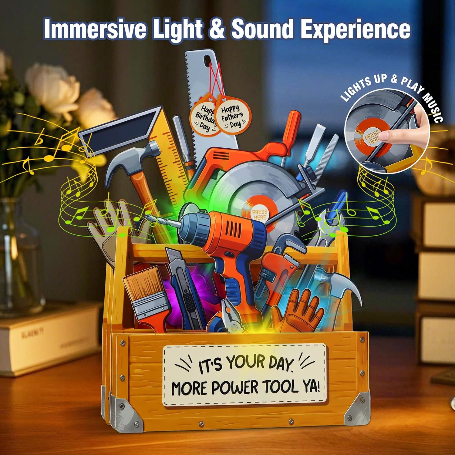 FaCraft Musical Dad Birthday Card - 3D Pop Up Toolbox Fathers Day Card image 2