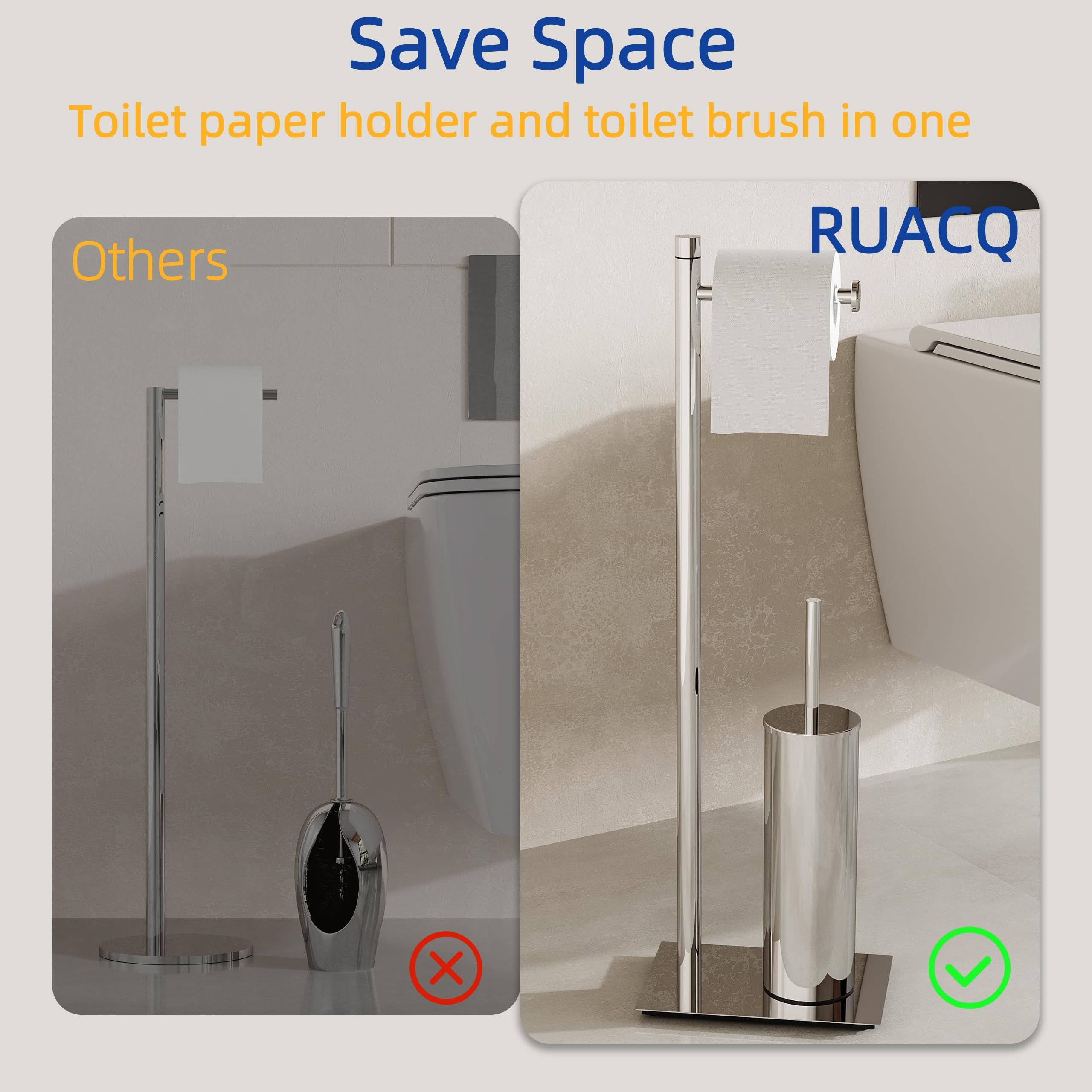 Soporte Para Papel Higiénico Con Escobilla - Acero Inoxidable 304, Base Pesada, 2 En 1, Para Baño