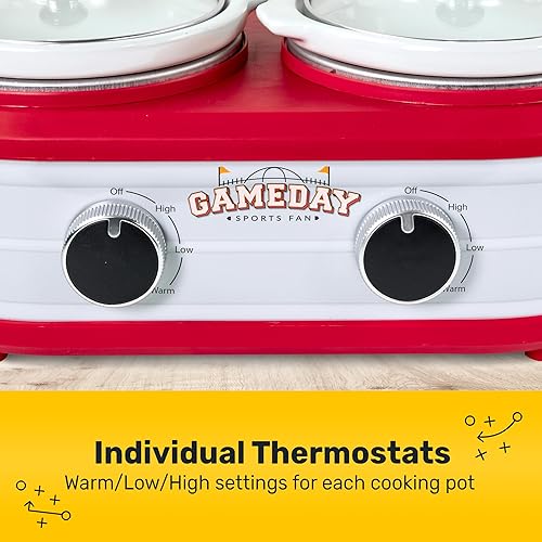 Miniatura 3 de Nostalgia Game Day - Olla de cocción lenta de 2.5 cuartos de galón con tapa y cucharón, diseño similar a un barril, cocina alitas de pollo,