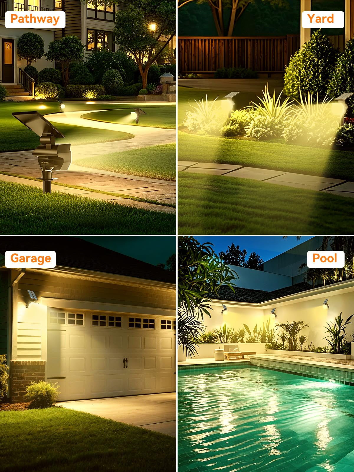 Lot De 4 Lampe Solaire Extérieur, 2 En 1 Lampe Solaire Jardin