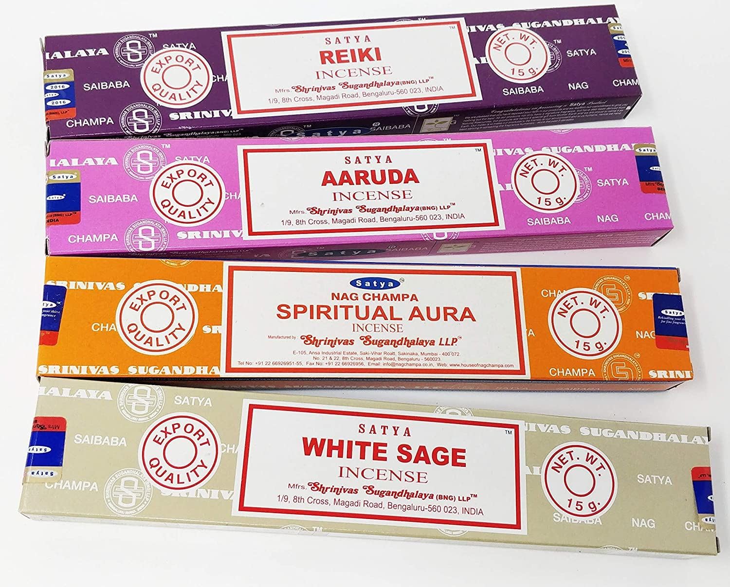 Giftlocaluk Multicolor Satya Incense Sticks - White Sage, Spiritual Aura, Reiki, Aaruda: Purifying, Grounding, Sacred, Mystical, Transcendent, Uplifting, Harmonizing, Healing, Energy-Balancing, Transformative.