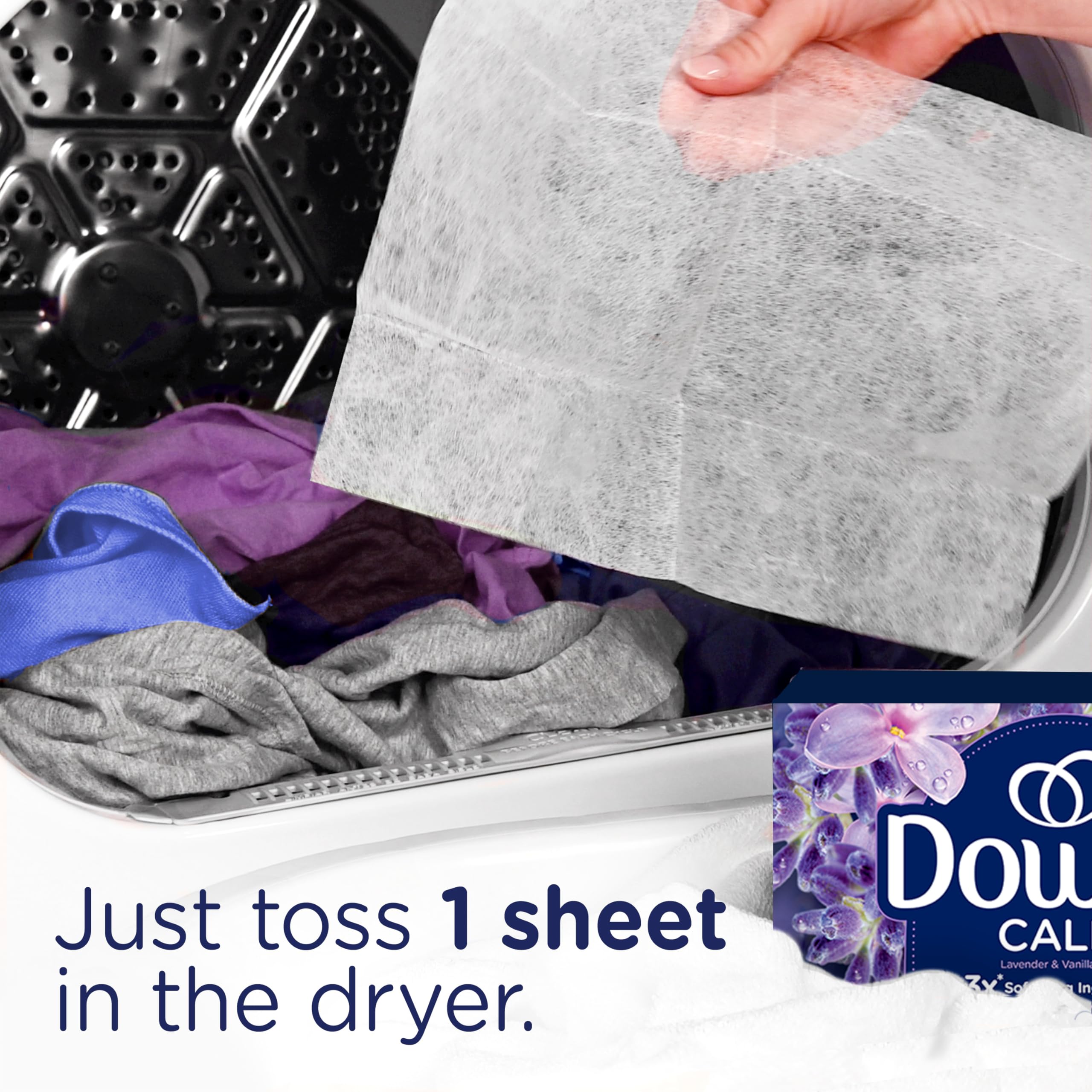 Downy Infusions Mega-Trockner-Bettlaken, Weichspüler, Calm, Lavendel und Vanillebohne, 180 Stück