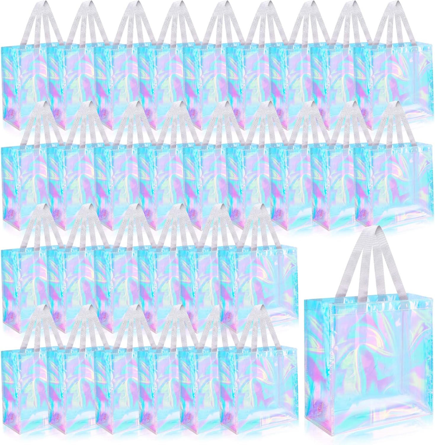 Eccliy 30 Pack 12x12x6 Inch Clear Tote Bag Stadium Approved Bulk Plastic Beach Tote Gift Bag with Handle for Gym Sports | 30 Pack, 12x12x6 Inch, Stadium Approved, Bulk, Tote Gift Bag, with Handle