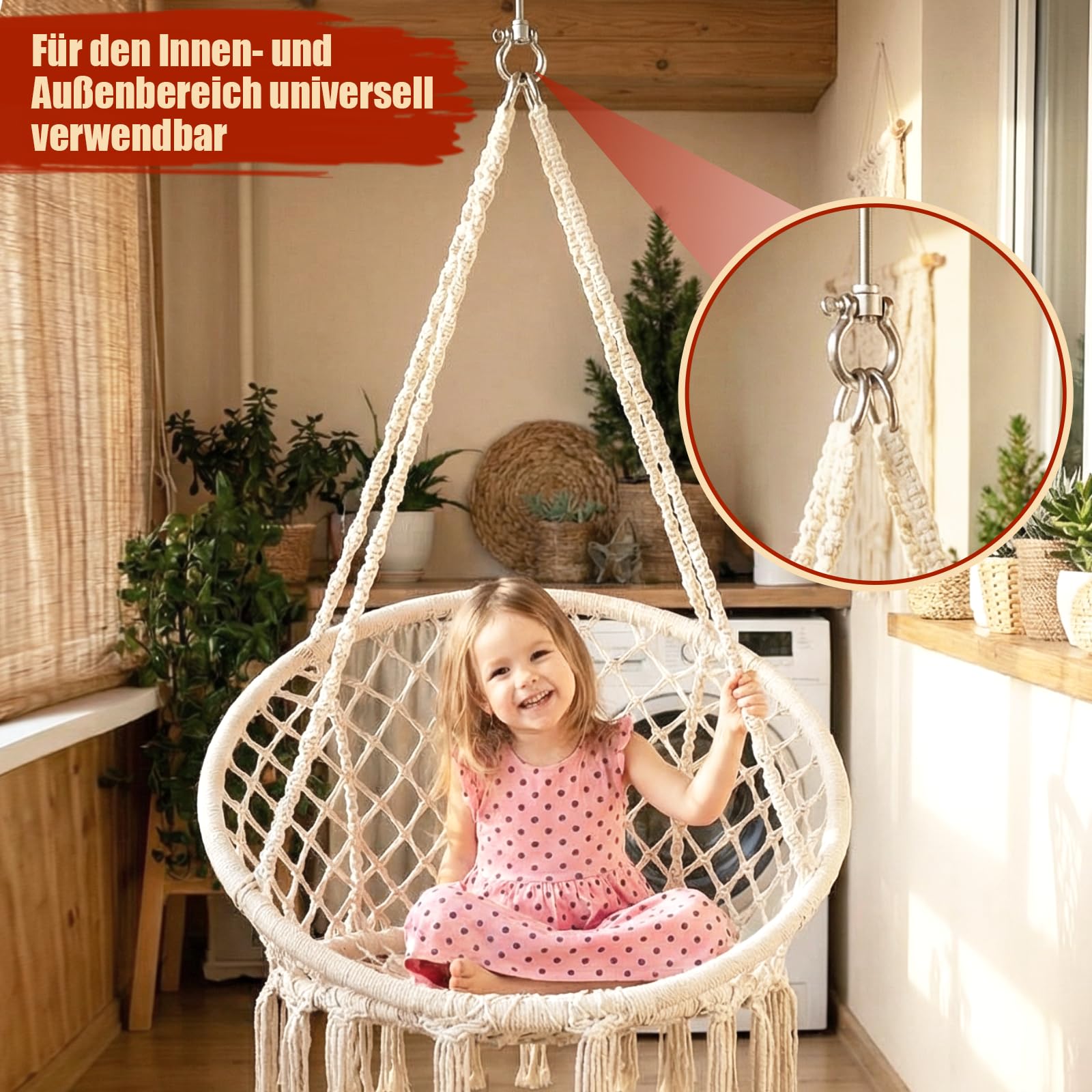 Denmay 4er Schaukelhaken Befestigung Balken, mit Lagern 304 Edelstahl-Schaukelhaken, Hängematte Befestigung Holzbalken, Schwere 180° Schwenkaufhänger für Holzbalken & Betondecken, Spielplatz-Yoga