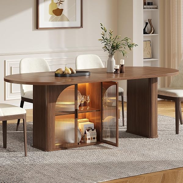 Modern Oval Table with LED Accents