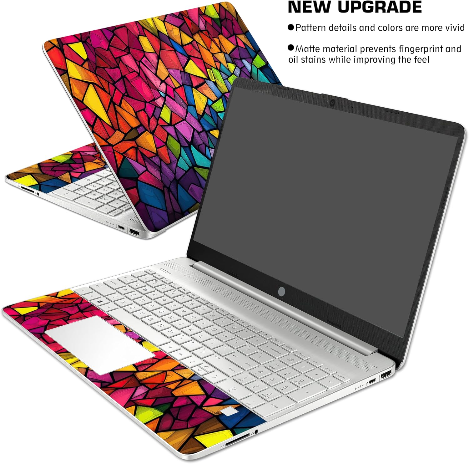 Laptop Skin Decal HP 15.6" - Mozaic, Laptop Cover Sticker, No Cutting Required, No Bubble, Waterproof, Scratch Resistant - Including Wide Screen and Wrist Pad image 3