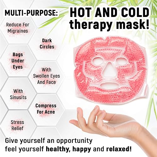 Miniatura 2 de Máscara facial de gel frío y caliente, reduce las ojeras hinchadas, bolsas debajo de los ojos, migrañas, alivio del estrés, paquete de terapia de