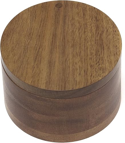 Miniatura 3 de Lipper International Caja de especias dividida de madera de acacia con cubierta giratoria, 4 pulgadas de diámetro x 2.5 pulgadas de alto