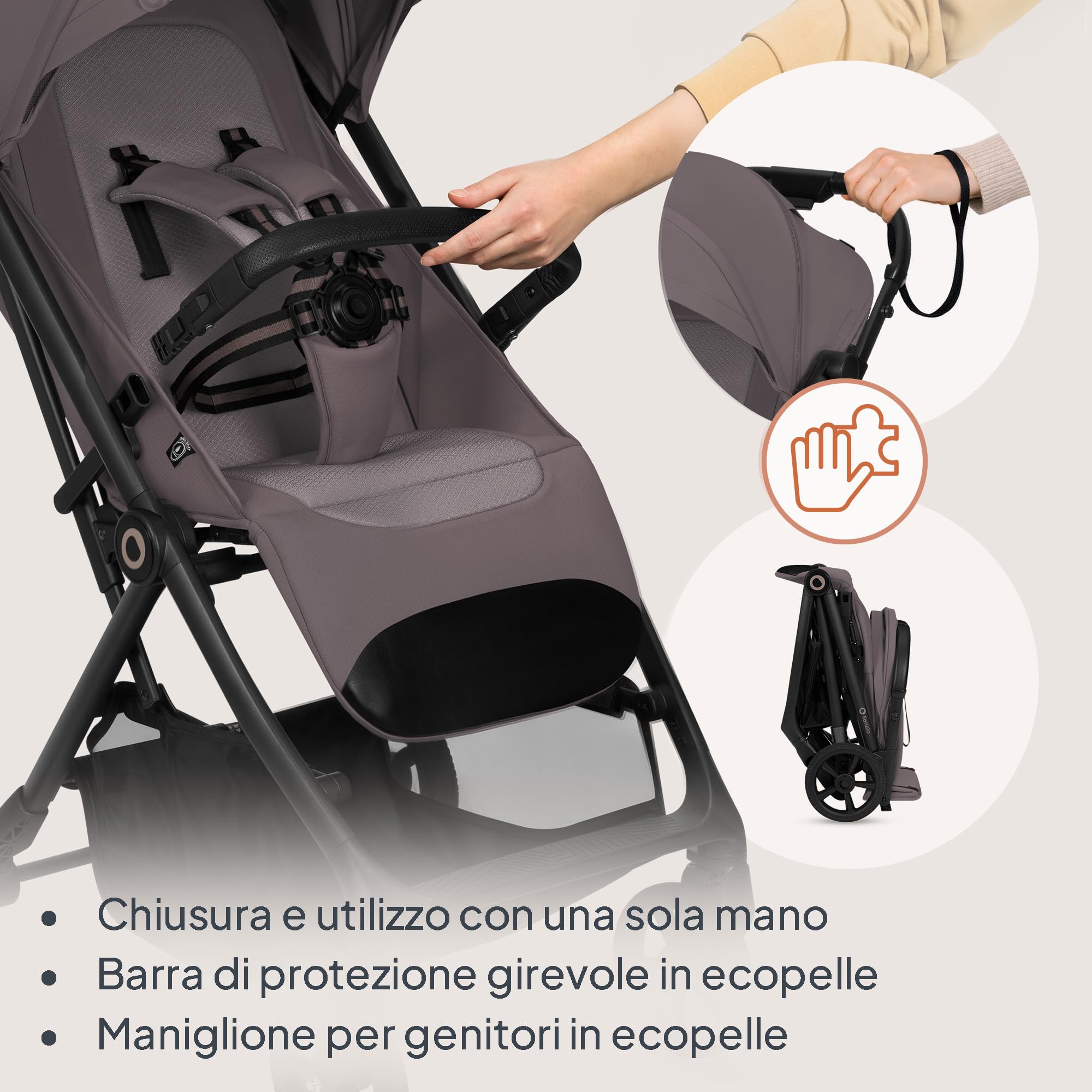 LIONELO Tansi Passeggino Leggero Compatto Pieghevole fino a 22 kg