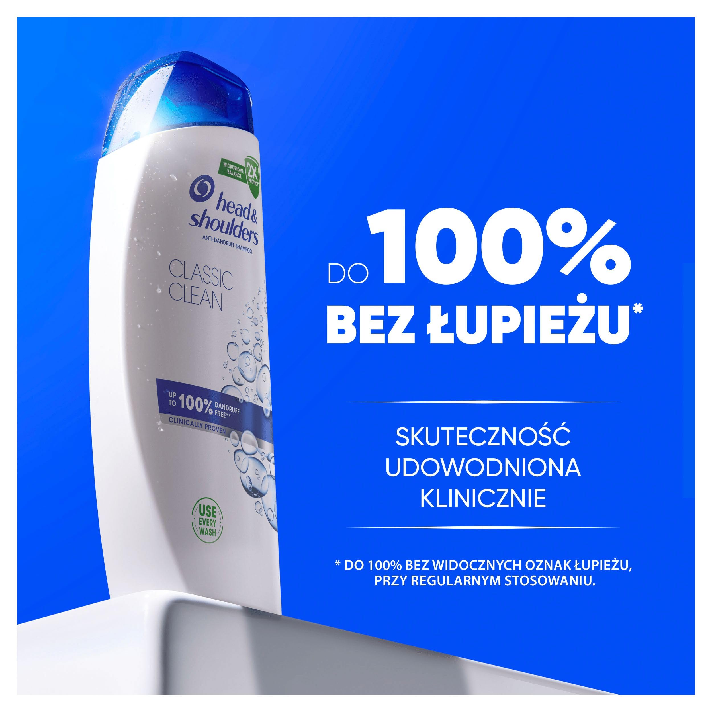 Head & Shoulders Classic Clean Codzienny Szampon Przeciwłupieżowy 400 ml, Ochrona przed Łupieżem do 100 procent, Potwierdzona Klinicznie, Dla Wszystkich Typów Włosów i Skóry Głowy, Efekt Świeżości
