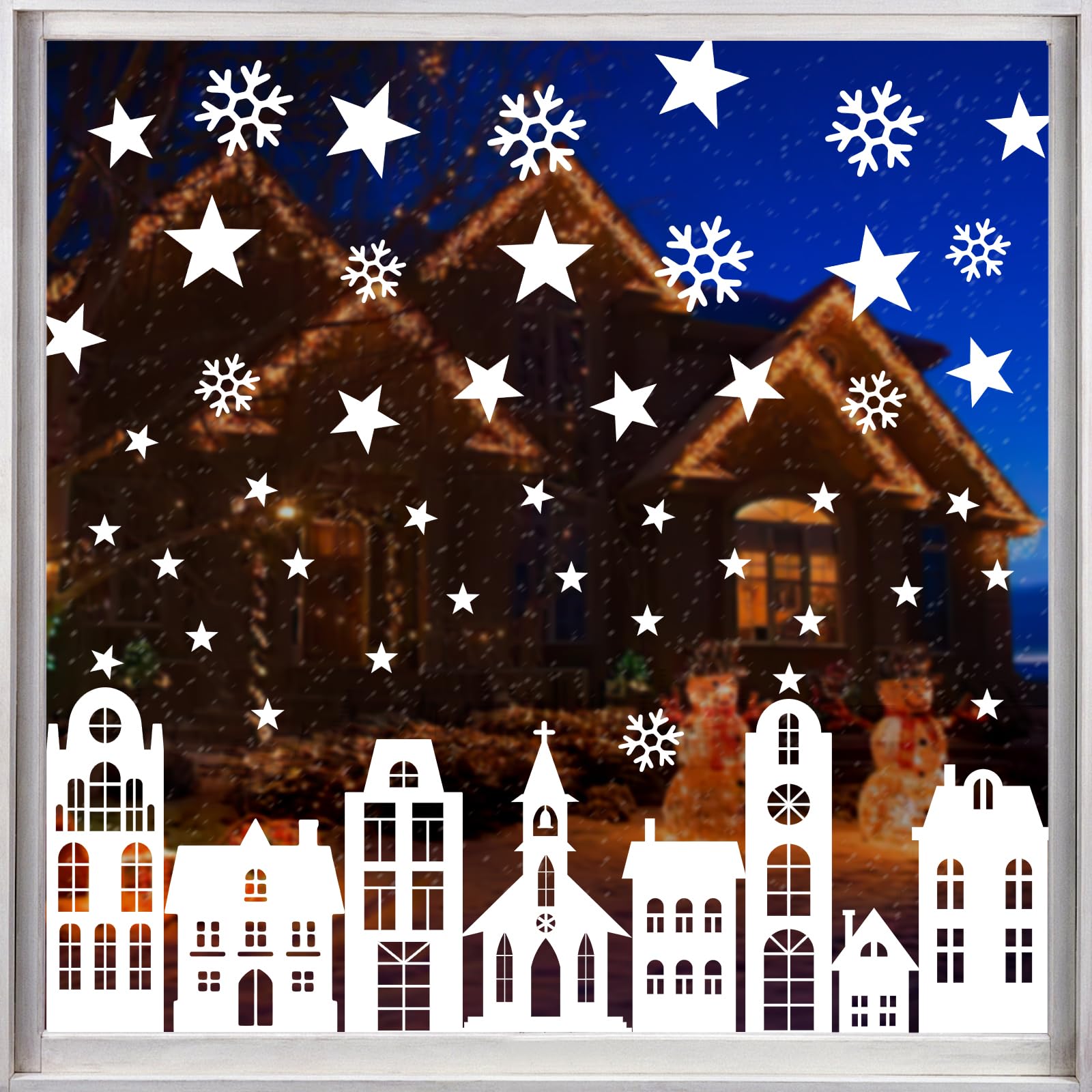 Autocollant Noel Fenetre Autocollant Statique Fenêtre Flocon De Neige - Noël Deco Interieur Noel