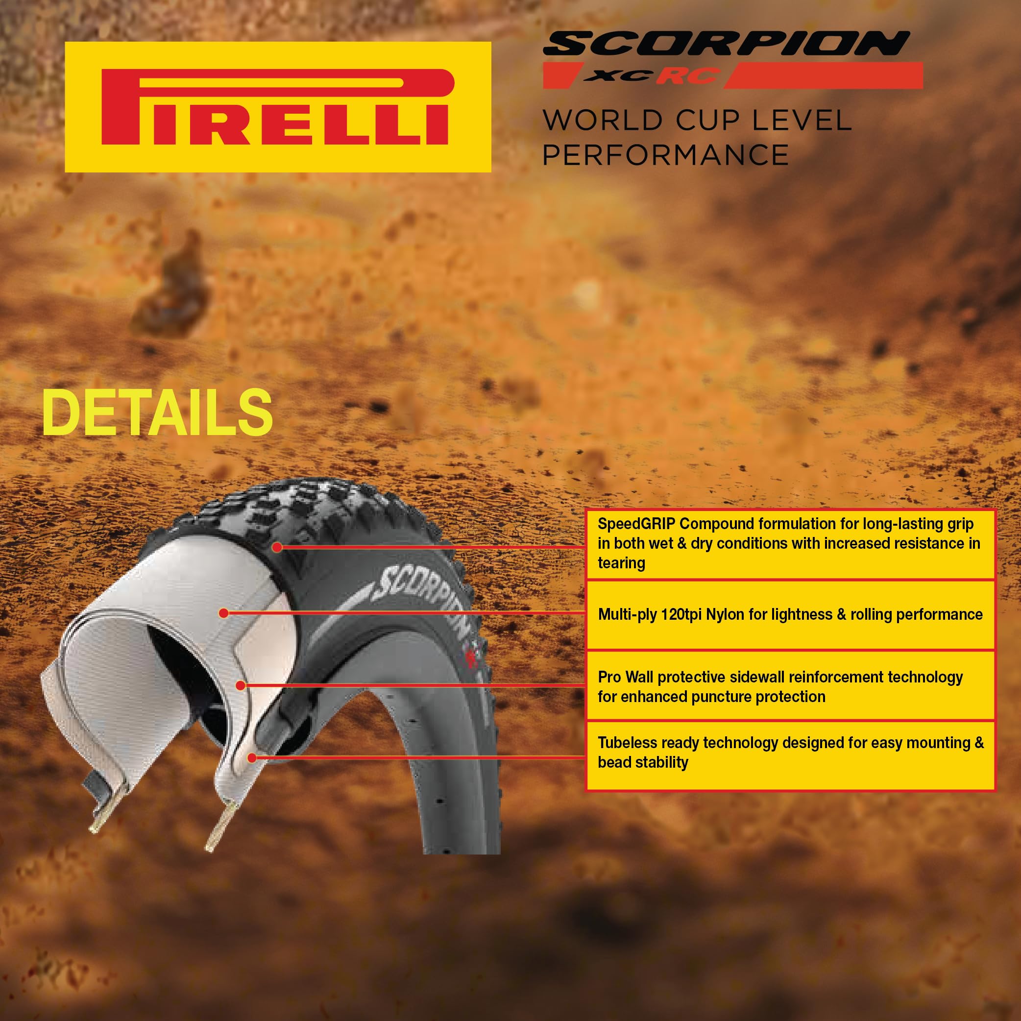 Pirelli Cubierta de MTB Scorpion™ XC RC ProWall Tubeless 29´´ x 2.40 Pirelli Cubierta de MTB Scorpion™ XC RC ProWall Tubeless 29´´ x 2.40