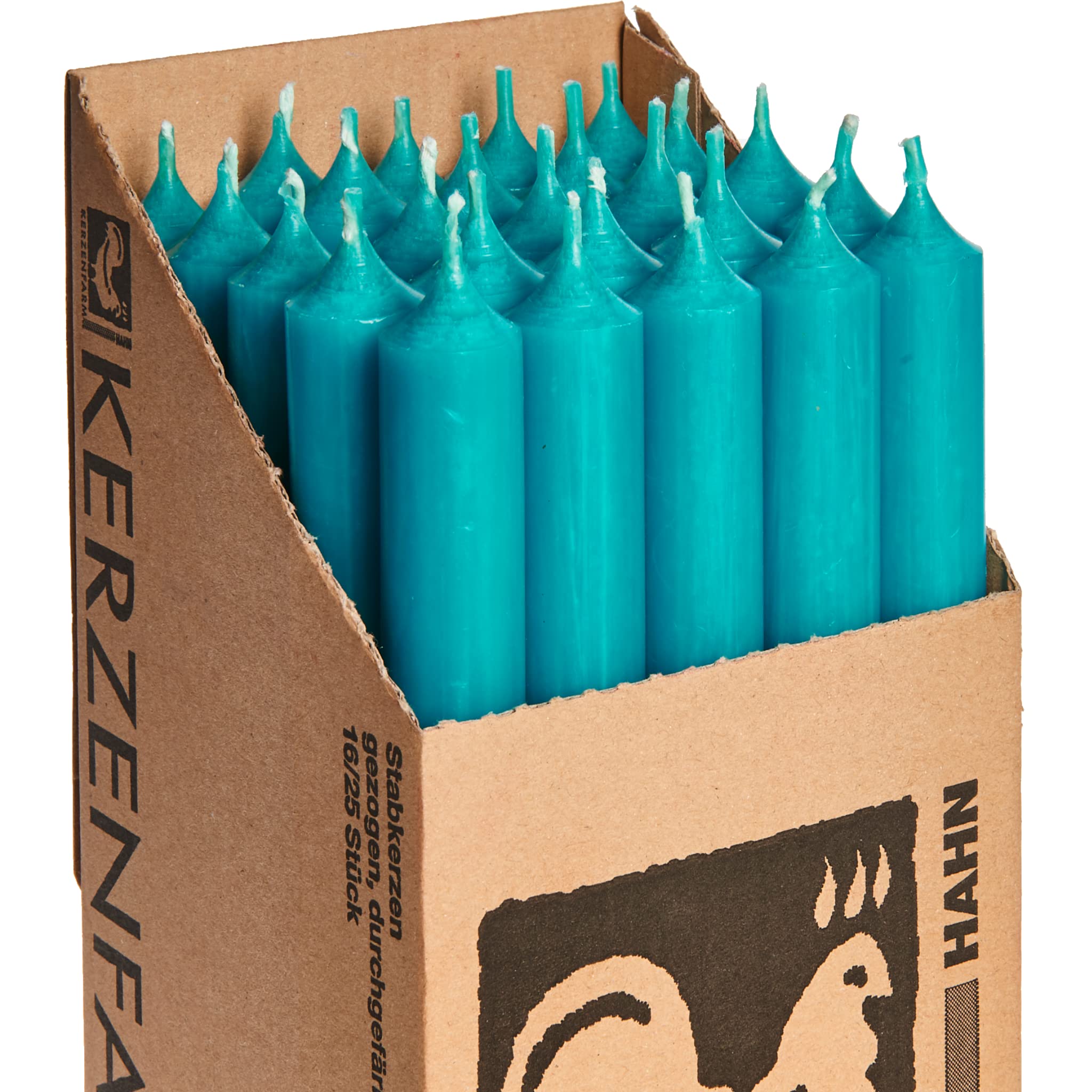 Plaristo Turquoise 10" Coloured Through Dinner Candles, 11½ Hrs Burn Time, Non-Drip, Pack Of 25