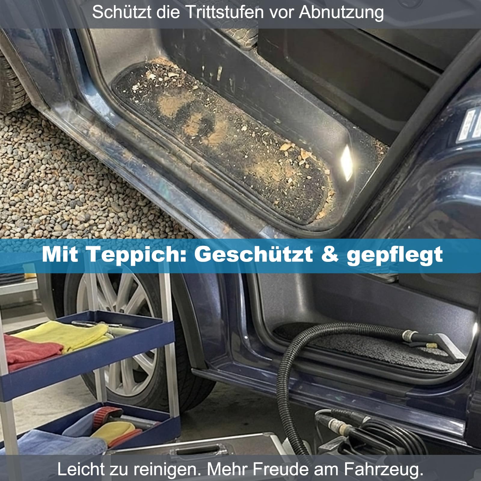 Einstiegsmatten Teppich passend für Ford Transit Tourneo Custom Trend Titanium Active ab 2023, 4-teilig, Ersatz-Trittstufenmatten für Einstiegsleisten