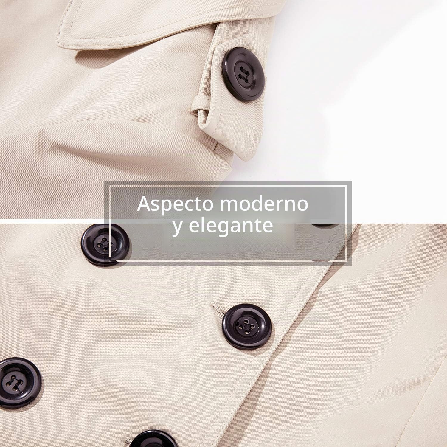 Gabardina impermeable para mujer, con doble botonadura, solapa clásica, abrigo pequeño con cinturón, abrigo delgado