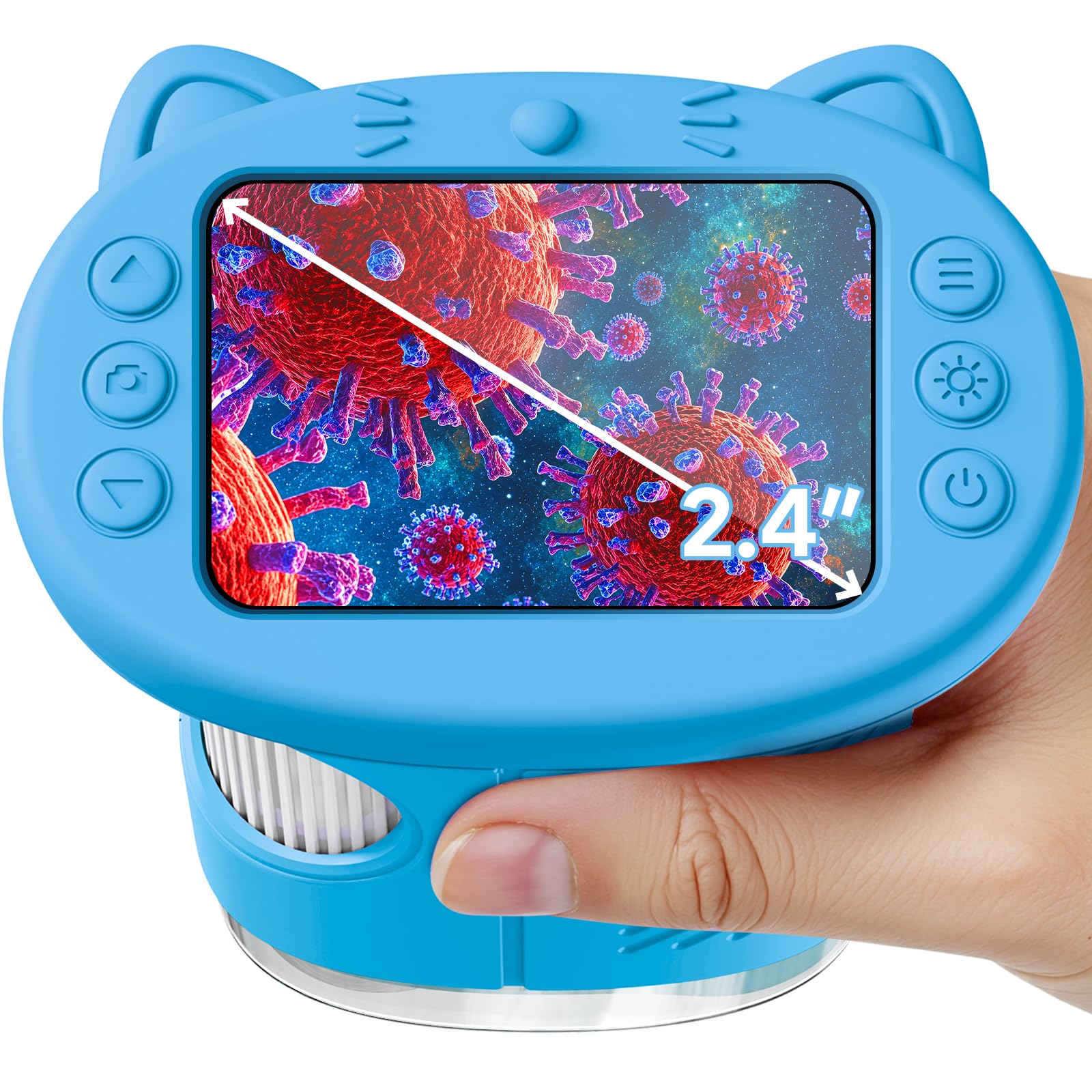 Vorth Mikroskop für Kinder, 2.4 Zoll Digitales Mikroskop mit 1000-facher Vergrößerung, 4-fache Zoom-Tragbares Taschenmikroskop, Pädagogisches Wissenschaftsgeschenk Spielzeug für Kinder ab 3+