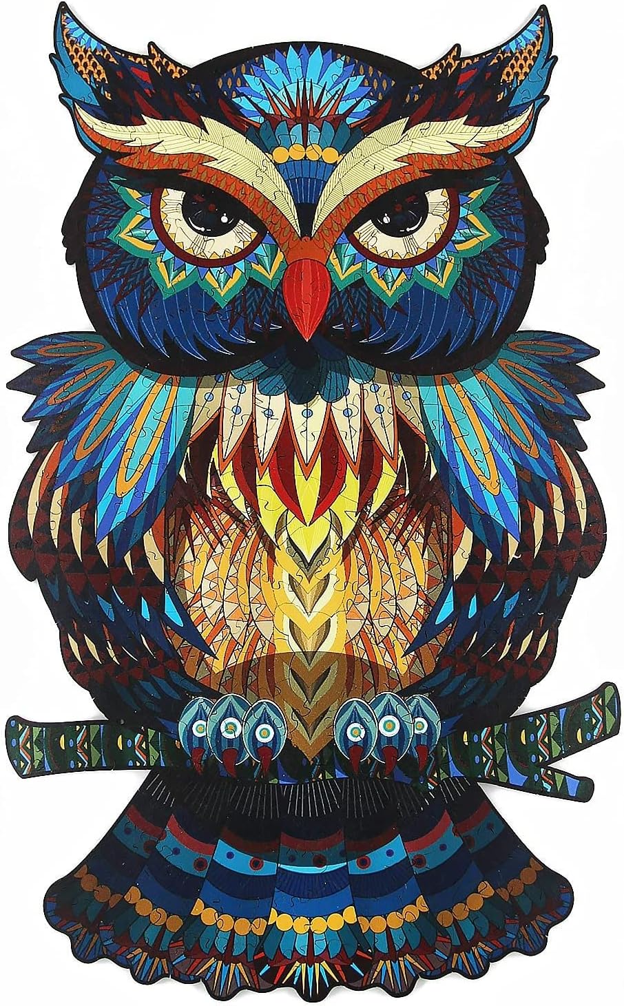 Arabest 200pcs Wooden Jigsaw Puzzles, 3D Wooden Animals Shaped Puzzles, Best Gift for Adults and Kids DIY Puzzle Piece, Colorful Unique Shaped Owl Puzzles 16x26.3cm (M, Owl)