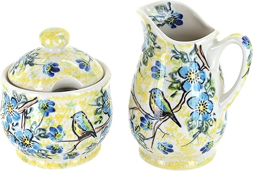 Miniatura 6 de Blue Rose Polish Pottery Daisy Surprise - Set de crema y azúcar