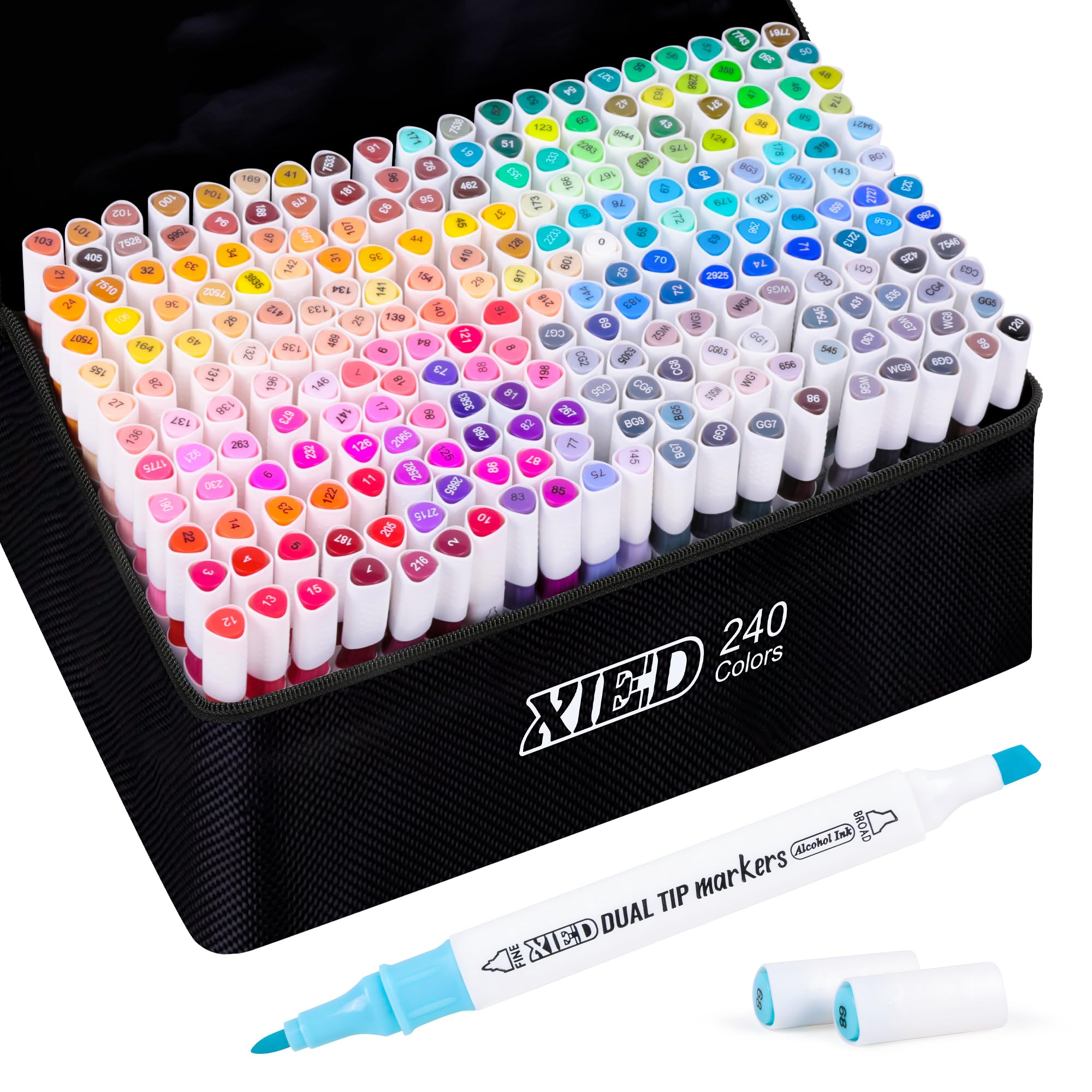 Set di 240 pennarelli ad alcool double punta (fine & broad) - Pennarelli alcool per colorazione, pittura, schizzi, disegno e evidenziazione | Per adulti e appassionati d’arte