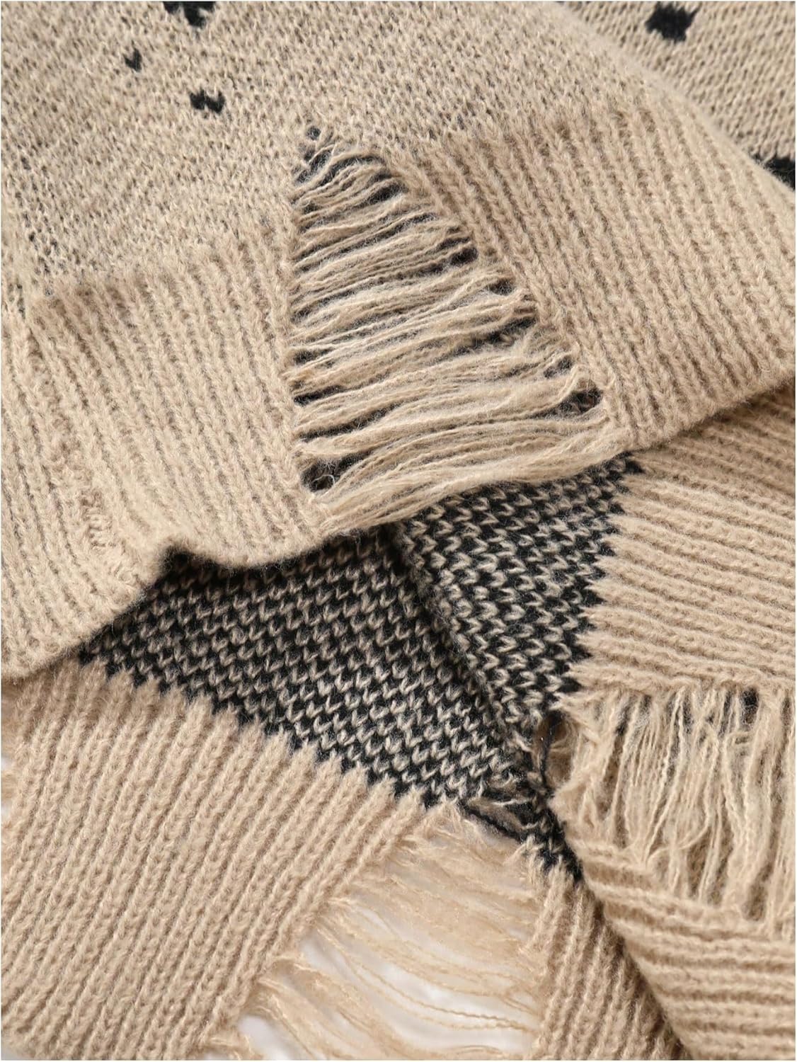 BEAUDRM Men's Graphic Grunge Sweater Goth Punk Ripped Baggy Sweater Oversized Winter Unisex Sweaters Halloween Outfits - Image 2