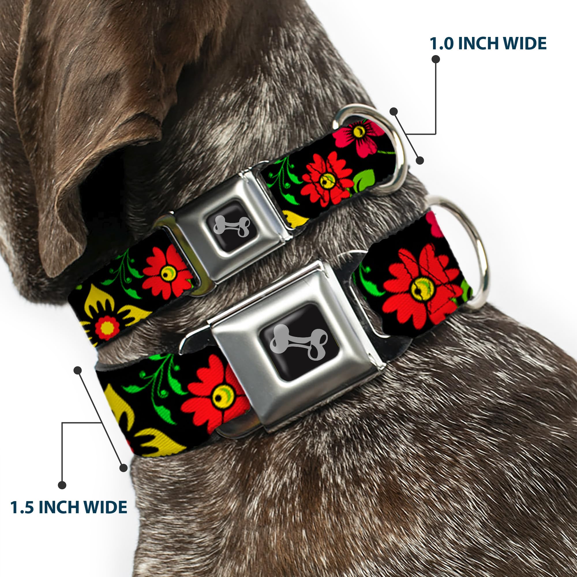 Buckle-Down DC-W30666-WL - Cinturón de Seguridad para Perro, Talla L, Color Negro, Rojo, Naranja y Verde