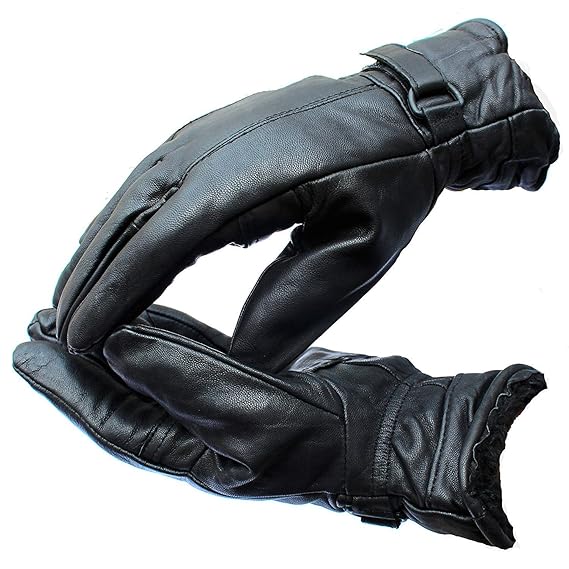 XODI Men's Leather Anti Slip Snow Proof Winter Gloves for Bike and Cycle Riding (Black, Free Size)