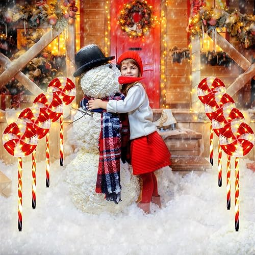 Miniatura 4 de Baquler - Paquete de 8 luces navideñas para caminos al aire libre, 152 luces LED de piruleta de menta con 8 modos de iluminación, impermeables,