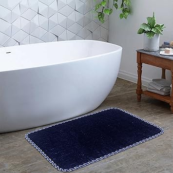 IVAZA Premium Anti-Slip Microfibre Feel Soft Velvet Bath mats for Bathroom Door mat 40cm x 60cm - Pack of 1 Blue