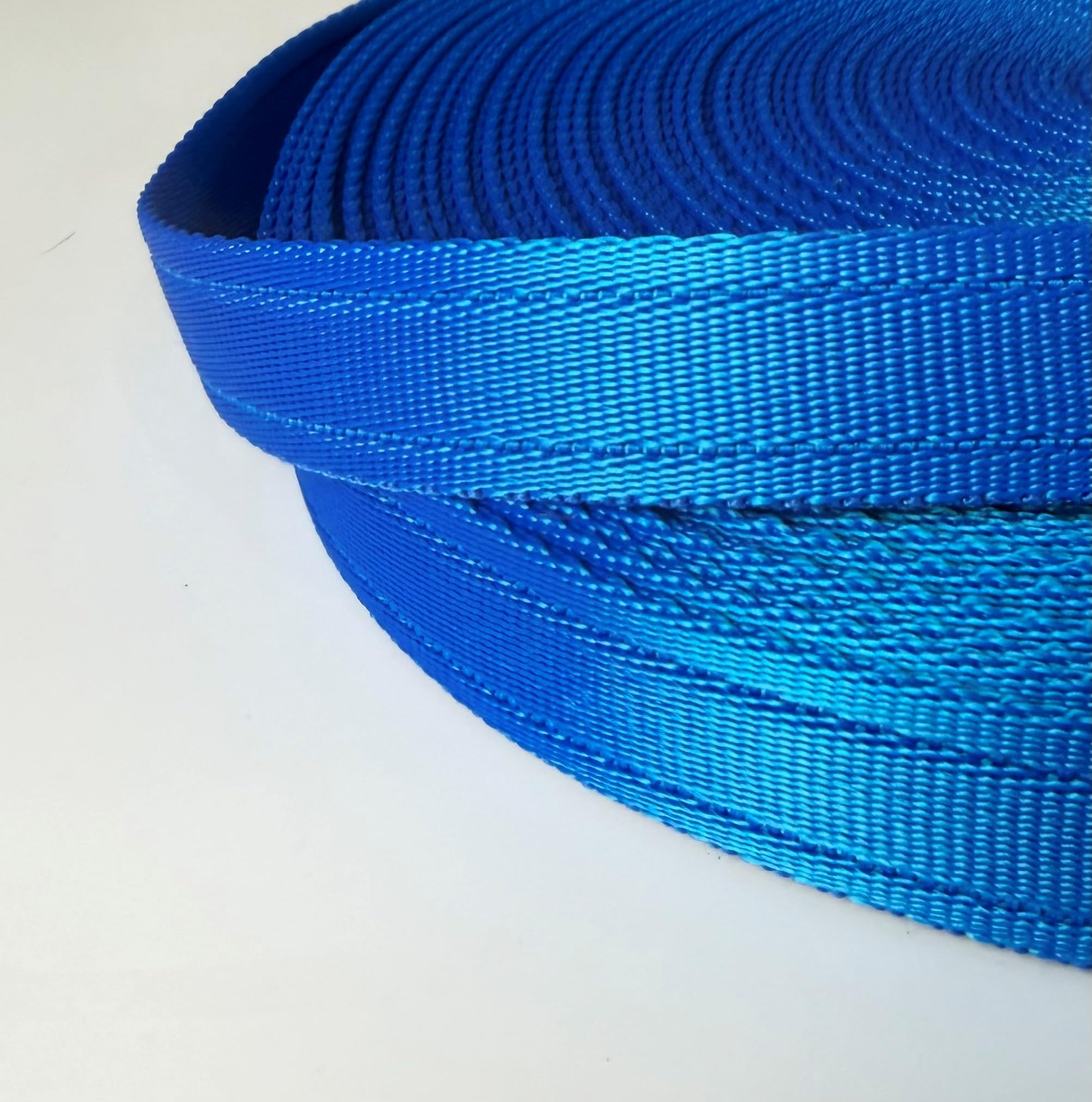 Dog long line training lead cushioned webbing in 5m or 8m (Electric blue 5m, 3/4 inch wide)