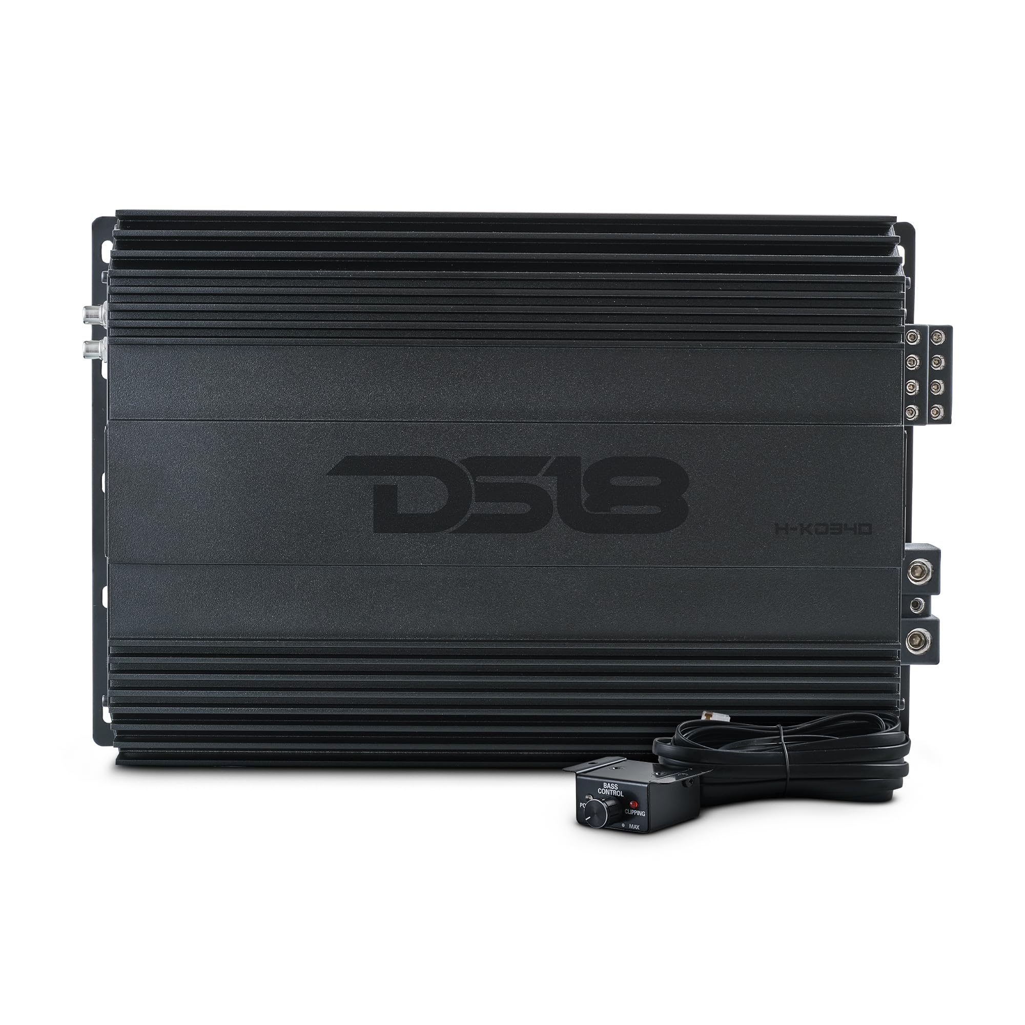 DS18 Hooligan H-KO340 KO 4-Channel Amplifier Full Range Class D 4 x 300 Watts RMS @ 4-Ohm, Competition-Level Performance, Made in Korea, Remote Level Control Included