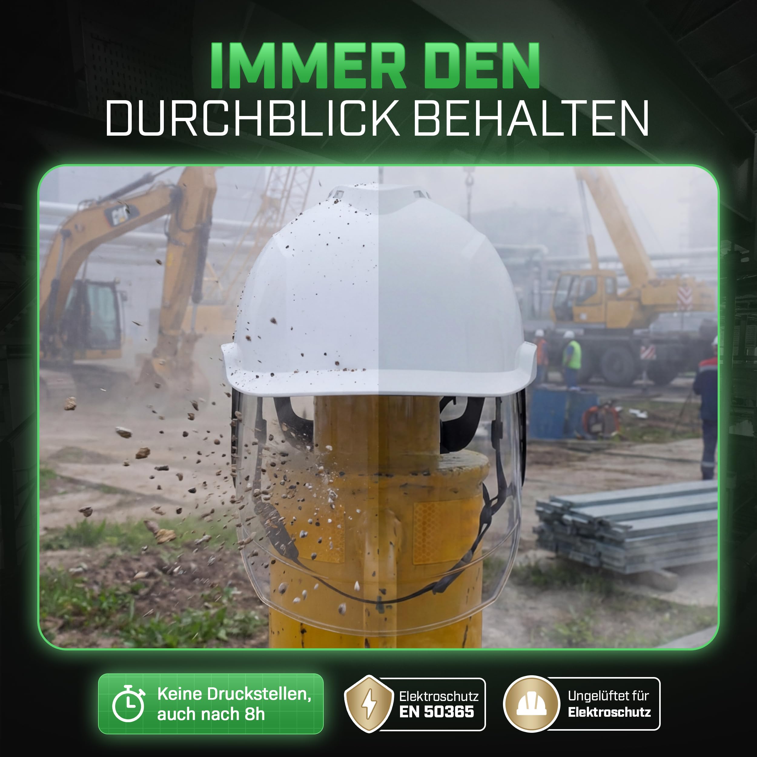 MSA V-Gard 950 - Casco protettivo non ventilato con visiera per cantieri e elettricisti, a norma DIN EN 397 per il lavoro