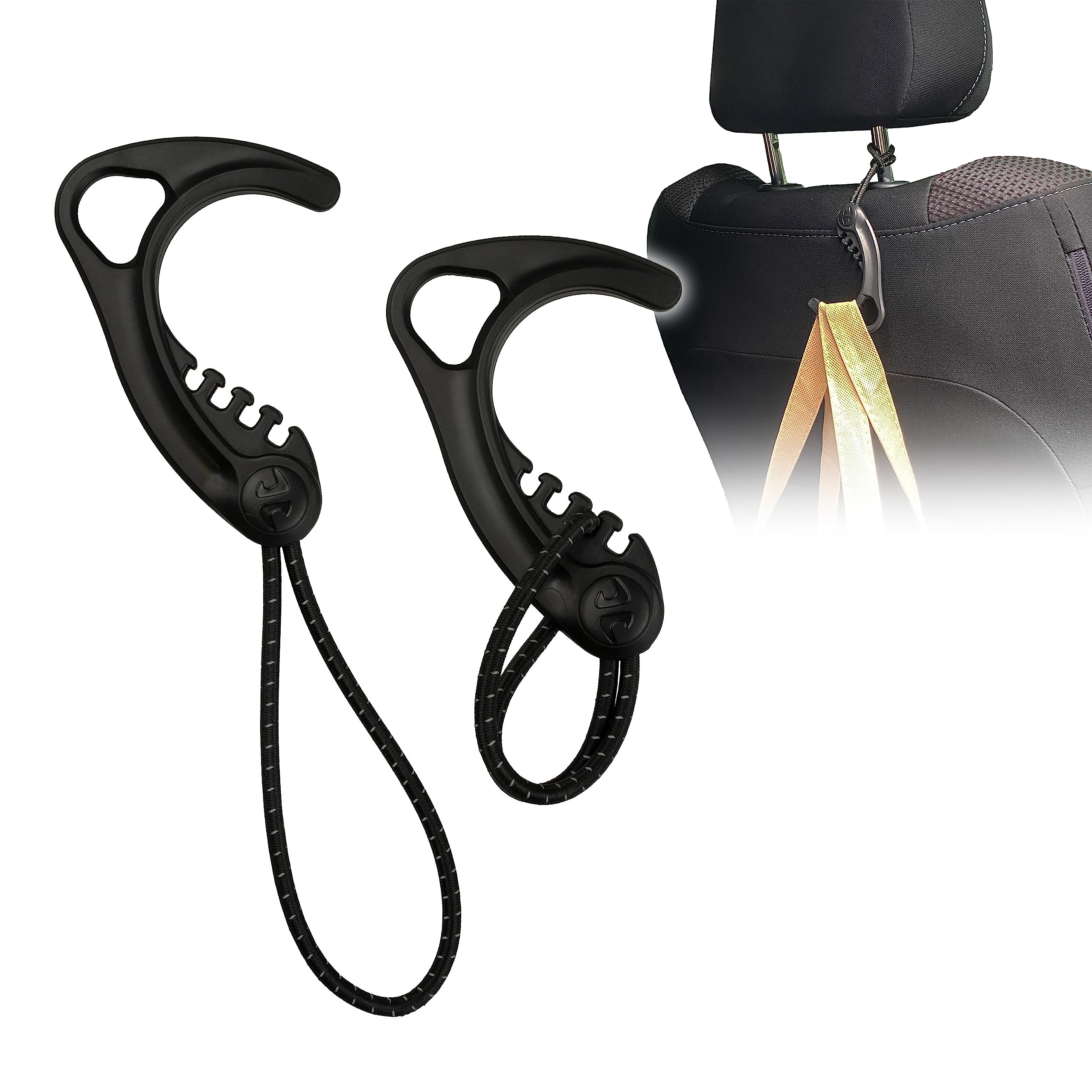 8TIMBER Gear Hook Black 2-Pack — S Hook for Backpacks, Cars, Stollers, Purses, and Closet Storage, S Carabiner and Hero Clip Heavy Duty Alternative, S Carabiner Clip, S Hook for Quick and Easy Use