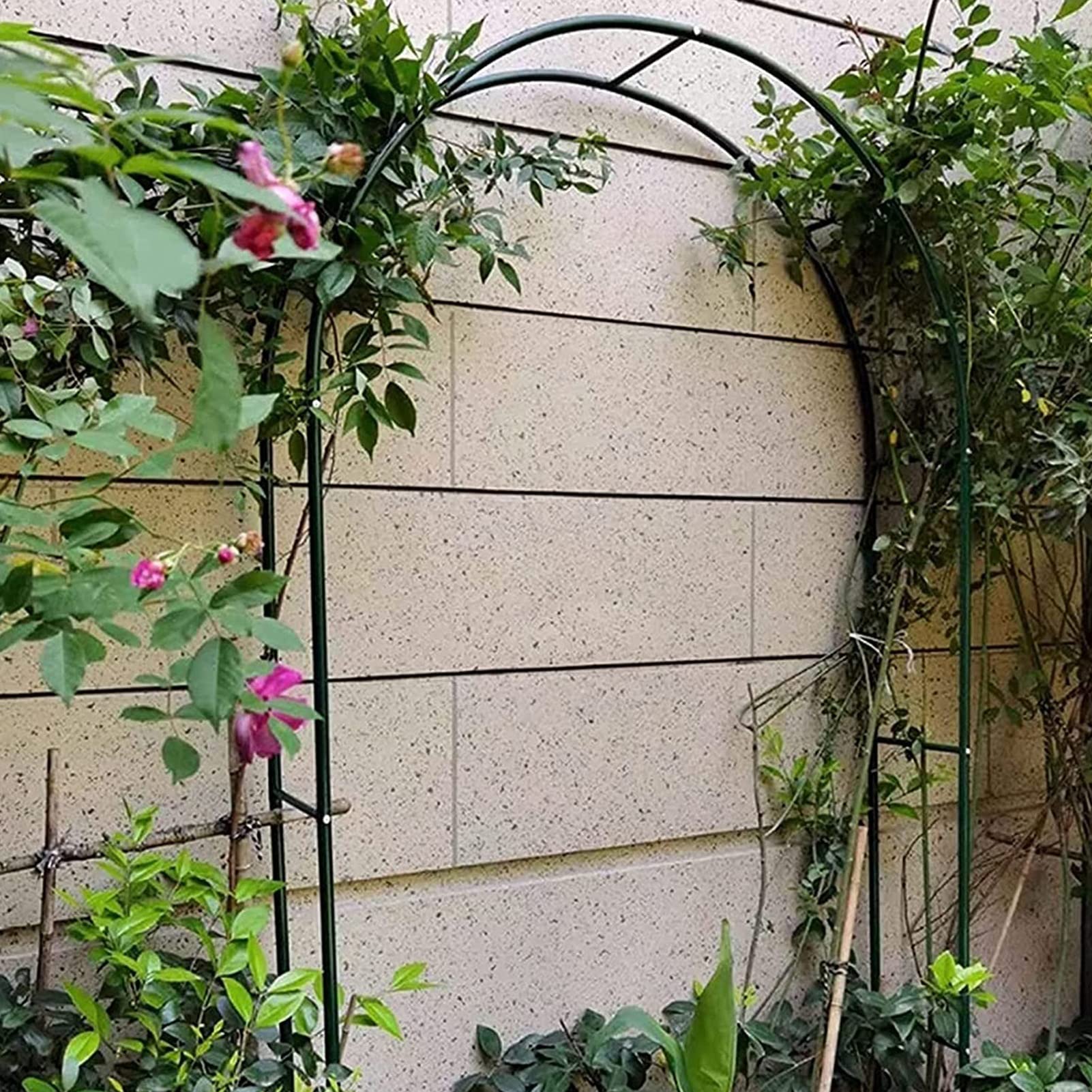 Arco de jardín, arcos de jardín de metal, pérgola de patio al aire libre, fiesta de césped, boda, arco, para varias plantas trepadoras, flores y globos, disponible en una variedad de tamaños (verde