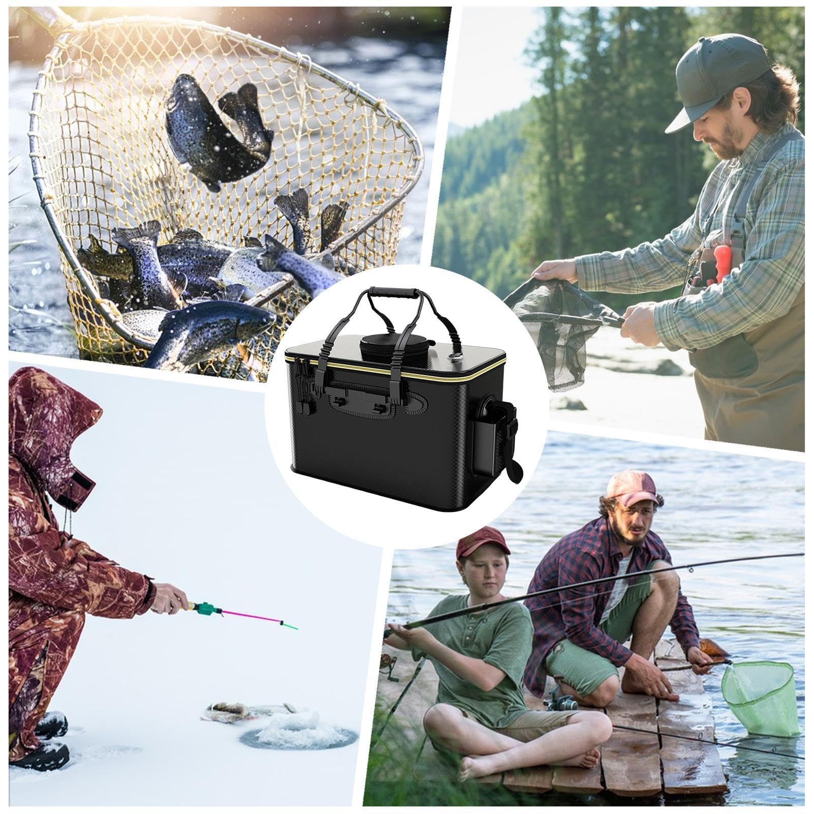 Seau à poissons vivants | Rangement portable pour appâts | Récipient étanche pour poissons vivants, coffre de pêche pour le camping, la randonnée, les activités de plein air