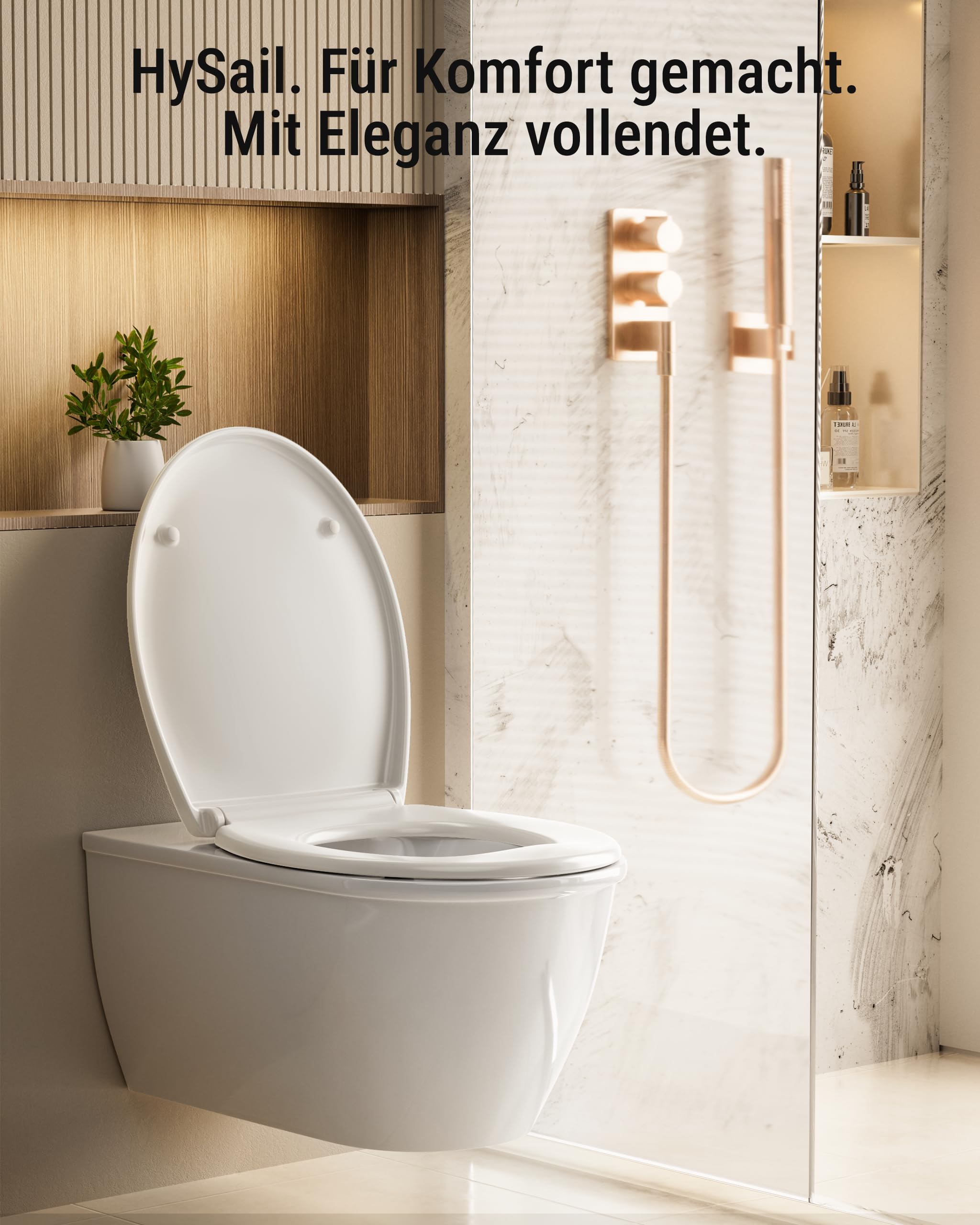 HySail Hochwertiger Toilettendeckel mit Absenkautomatik, Schnellverschluss und Hygienischer Oberfläche – Robust, Umweltfreundlich, Farbbeständig, in Mehreren Farben Erhältlich (Weiß, Oval)