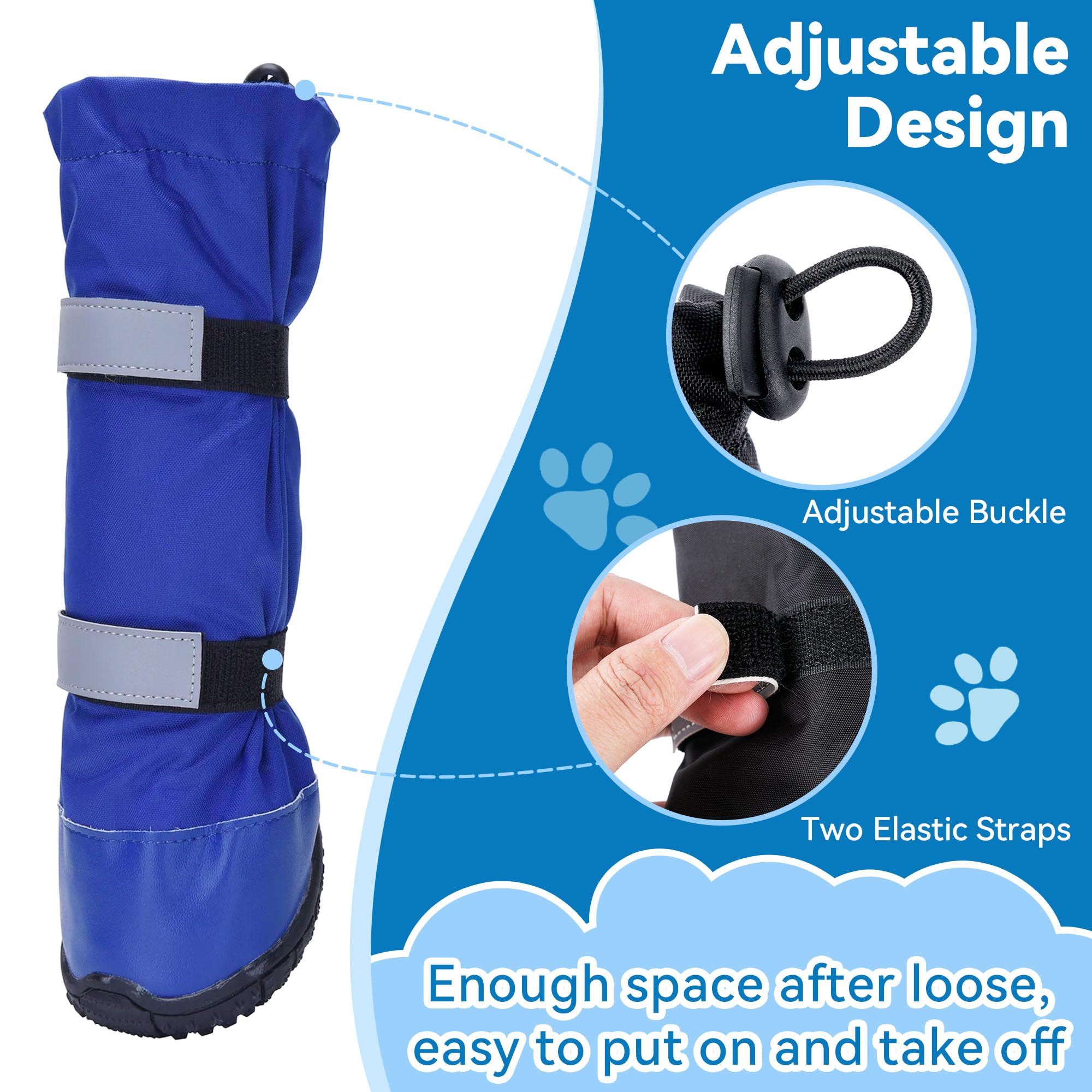 Hipaw Waterproof Dog Shoes for Medium Large Dogs, Durable Nonslip Rubber  Sole Paw Protectors for Winter Snow Rain Hiking, Dog Rain Boots with ...