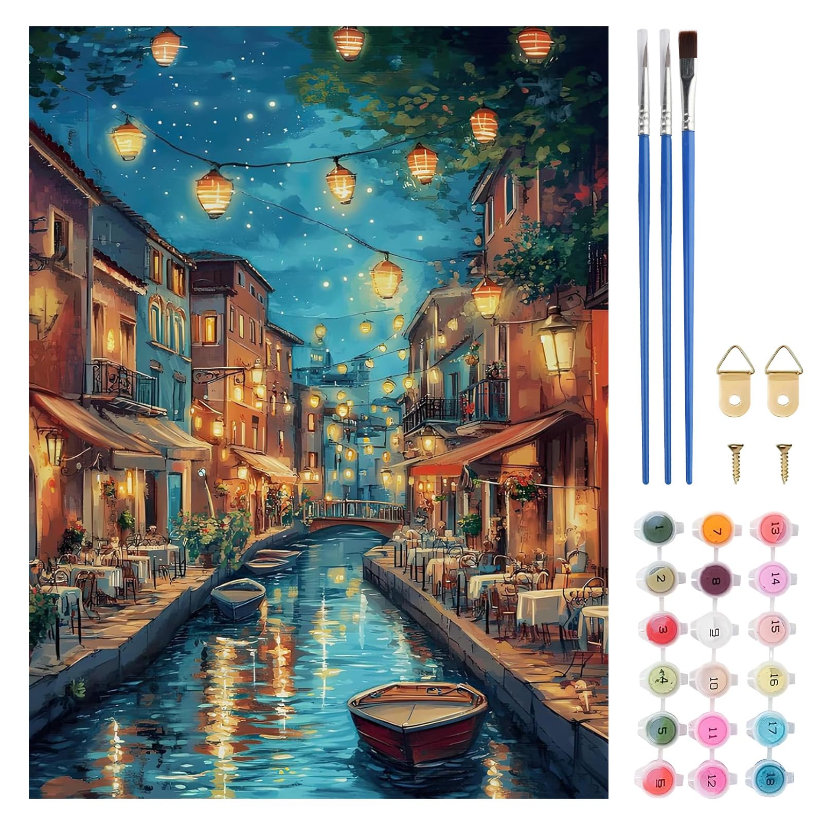 TLIOBLO Landscape Paint by Numbers Kits for Adults, Adults Paint by Numbers on Canvas Kits Urban Night, Easy Acrylic Arts Beginners for Gifts Home Decor 30X40cm (Without Frame)