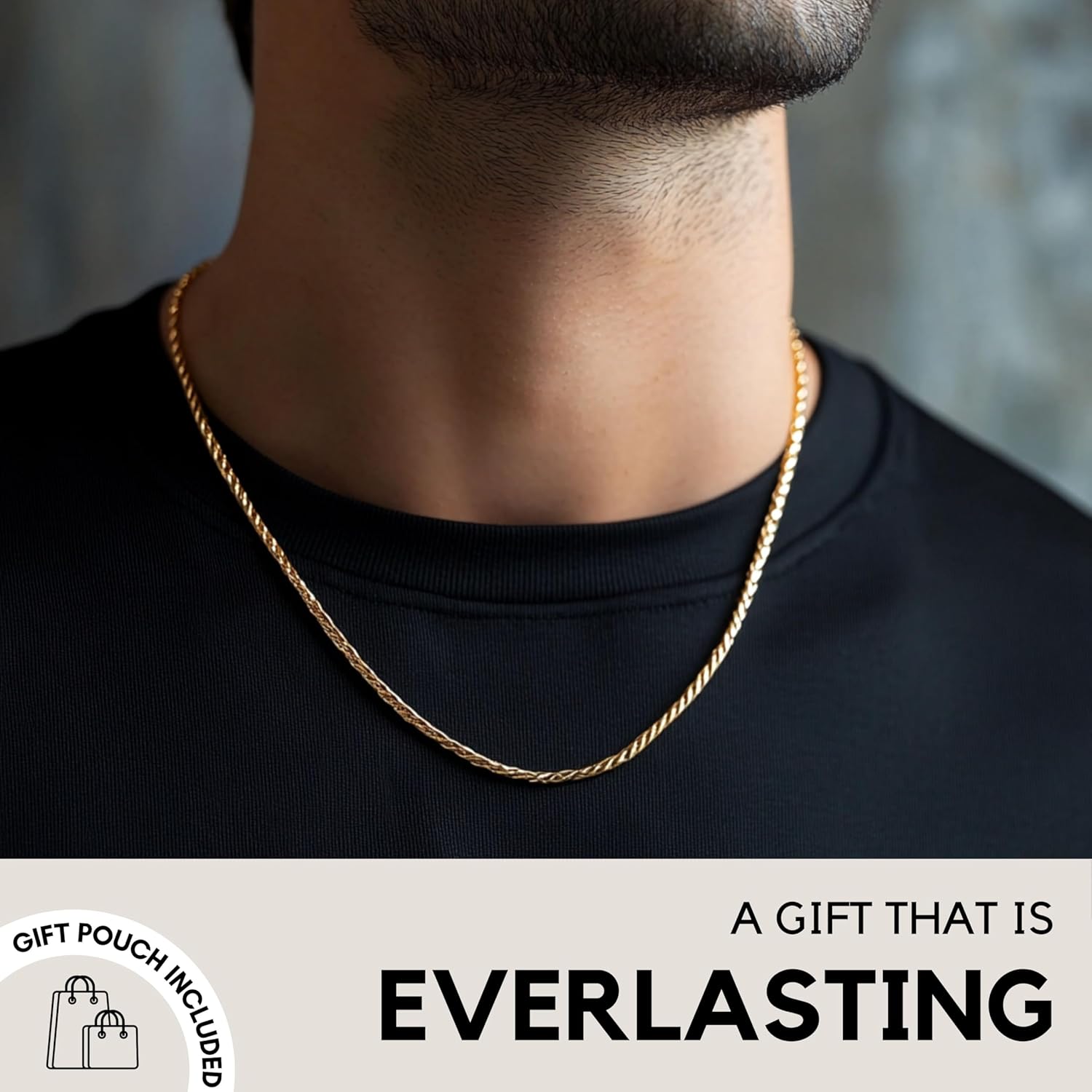 KISPER Solid 18K Gold Over 925 Sterling Silver Italian Diamond-Cut 1.5mm Braided Rope Chain Necklace - for Men & Women with Lobster Clasp - Made in Italy - Image 5