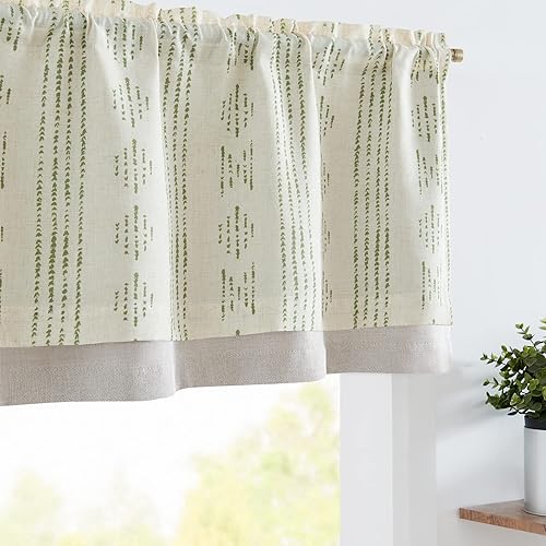 jinchan Cortinas opacas con cenefa geométrica a rayas bohemias de doble capa para ventanas de 18 pulgadas, decoración de Navidad, tratamiento de