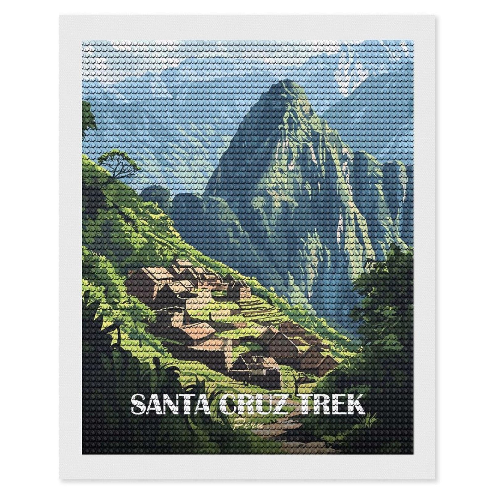 Junmoney Santa Cruz Trek Peru Travel Diamond Painting Set 16"x20", Full Kit Included, Sparkling Round Gems, Farmhouse Decor, Festive Craft Gift