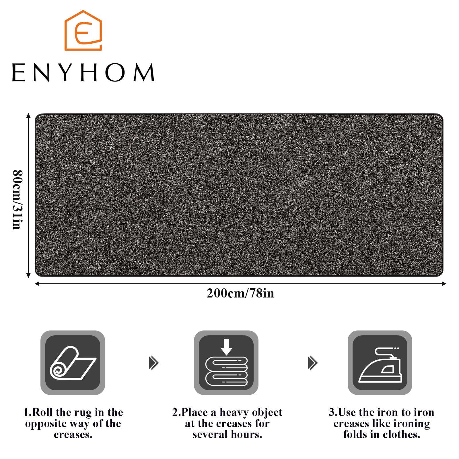 Enyhom Tappeto Cucina Antiscivolo Lavabile 80 x 200 cm, Moderno Lungo Tappeto Ingresso Interno Super Assorbente Tappeto Corridoio, Morbido Tappeto Passatoia Cucina per Corridoio, Salotto, Ingresso