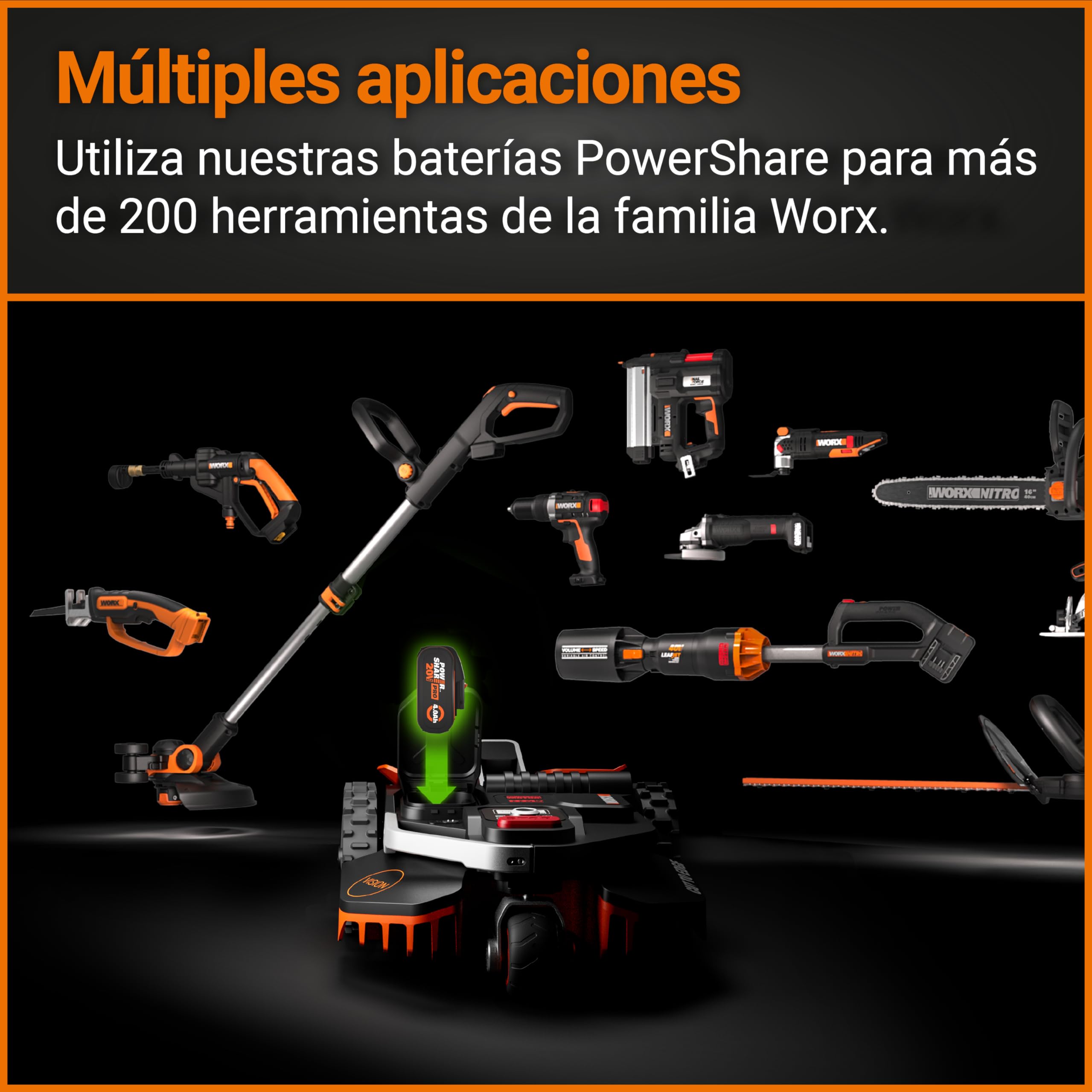 WORX Landroid Vision M600 | Robot cortacésped WR206E | hasta 600 m² | WLAN y Bluetooth | Sin instalación de Cables | Evitación Activa de obstáculos | Control por App | Compatible con PowerShare