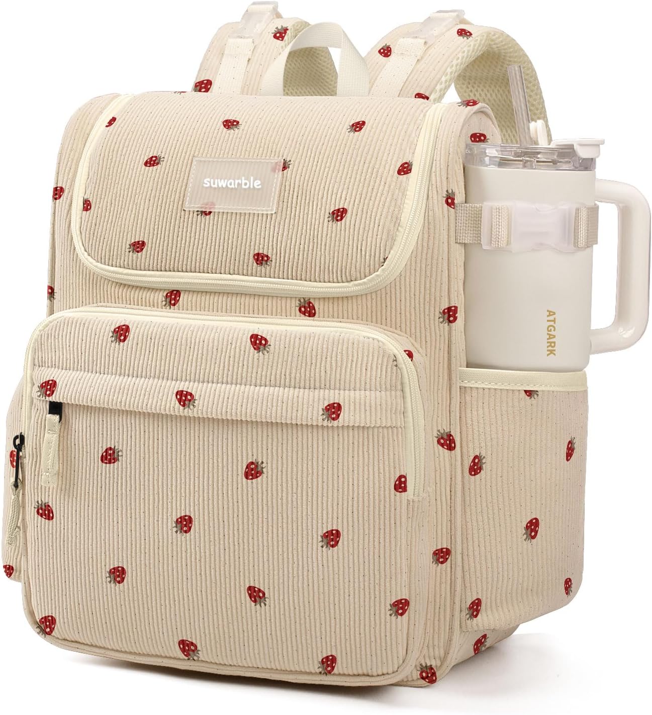 Large Corduroy Toddler Diaper Bag Backpack, Baby Boy Girl Diaper Bag for Mom, Girls Baby Travel Bag with Stroller Straps, Secures Strap for 40oz Bottles