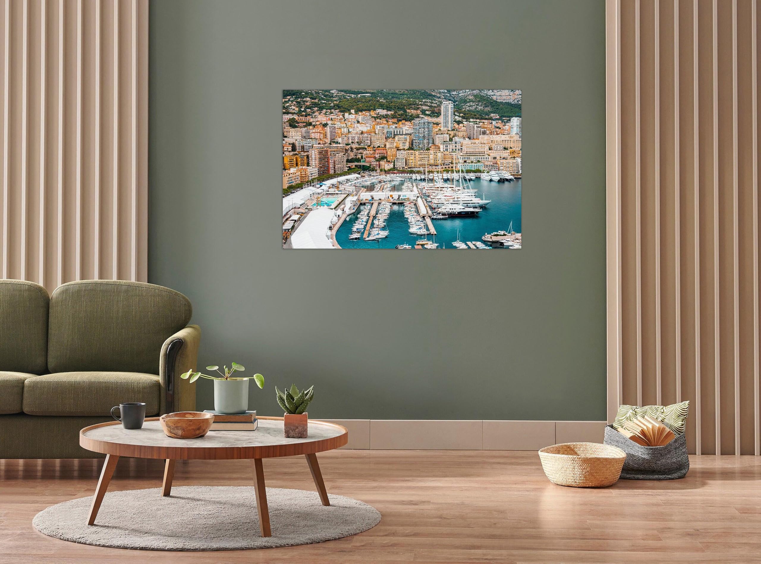 Stadtlandschaft Leinwandbild-Panorama Bilder auf Leinwand-Landschaftsbilder Wandbilder Wohnzimmer Moderne(Stadt Gebäude Port) 60x90cm Ungerahmt